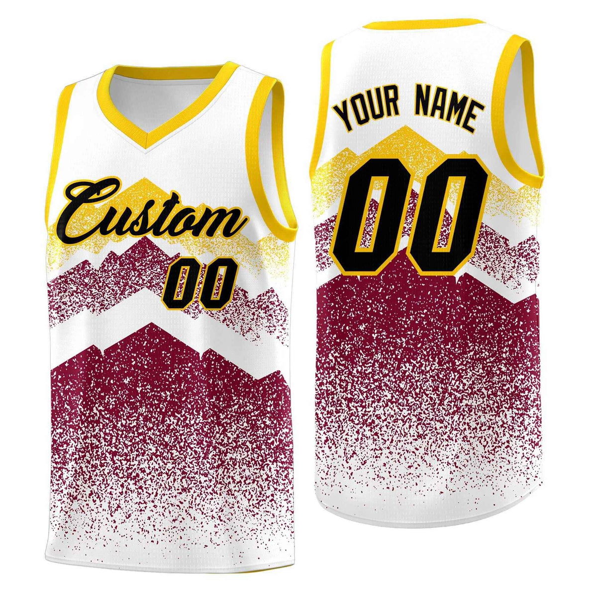 Personalized Youth Basketball Jerseys   White Crimson Gradient Mountain Design Uniforms