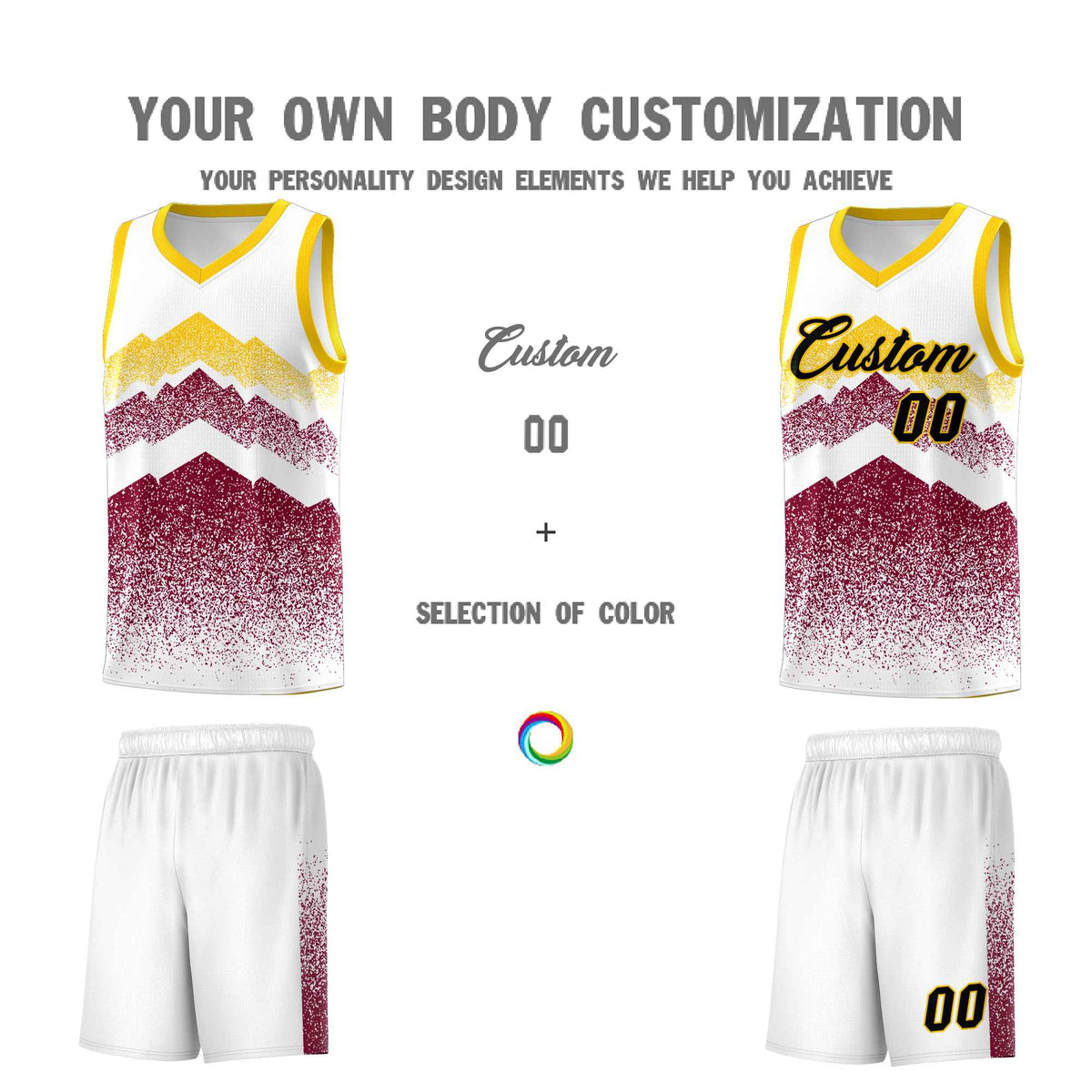 Personalized Youth Basketball Jerseys   White Crimson Gradient Mountain Design Uniforms