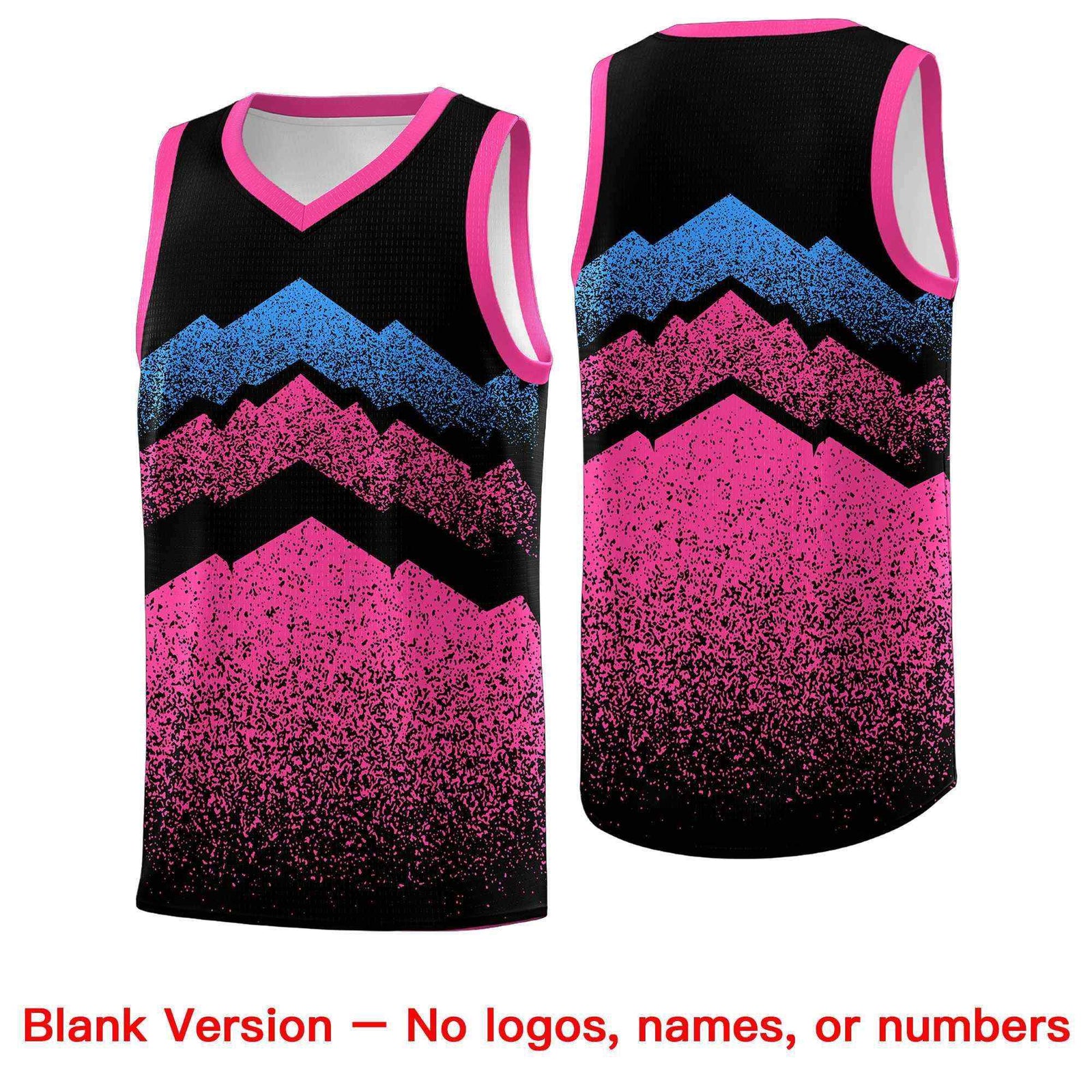 Personalized Youth Basketball Jerseys   Black Pink Gradient Mountain Design Uniforms