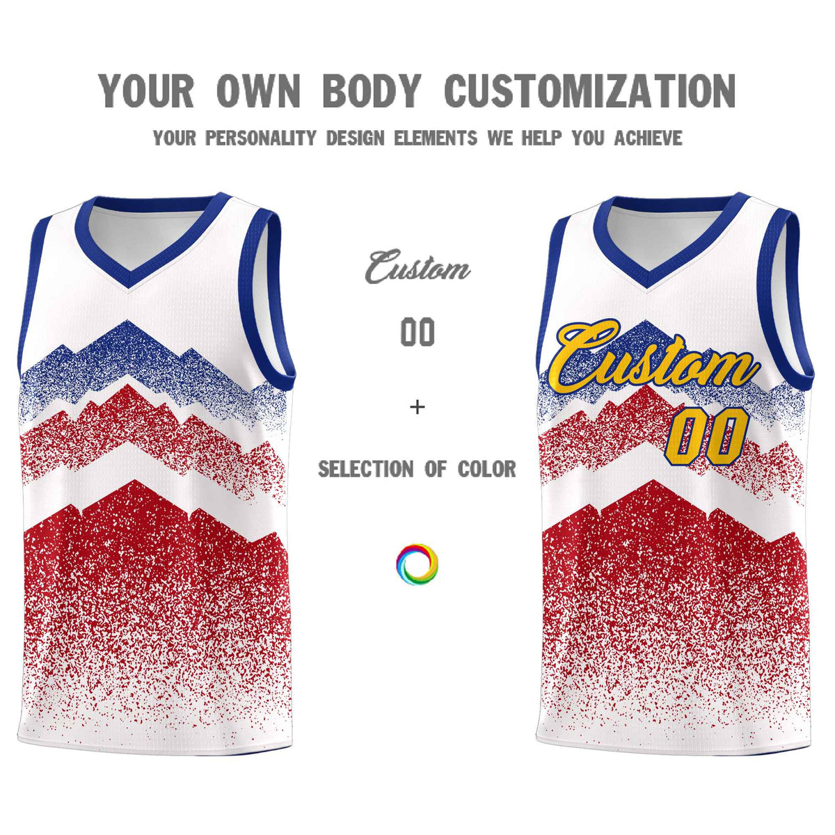 Custom Youth Basketball Jerseys White Red Gradient Mountain Design Uniforms
