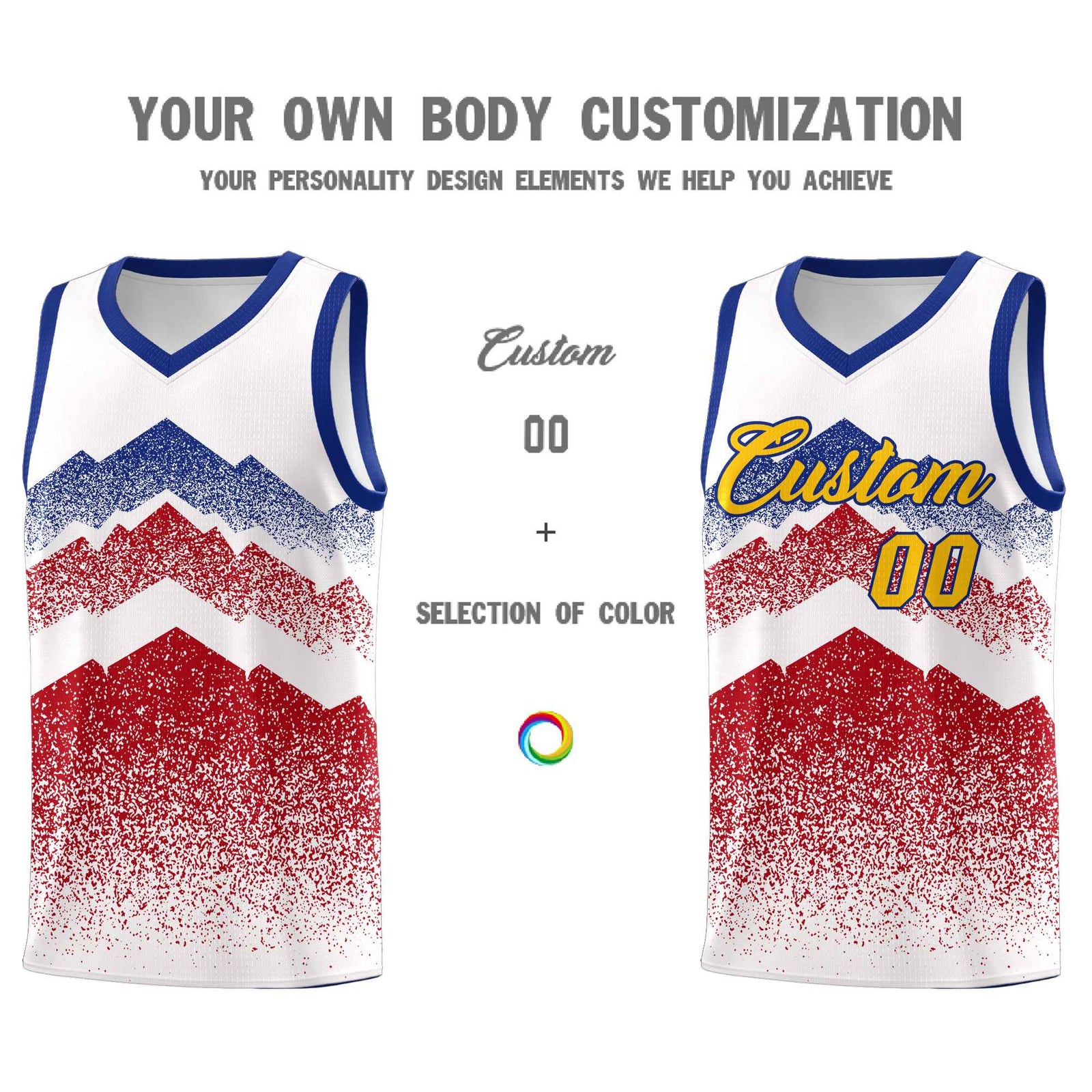 Custom Youth Basketball Jerseys White Red Gradient Mountain Design Uniforms