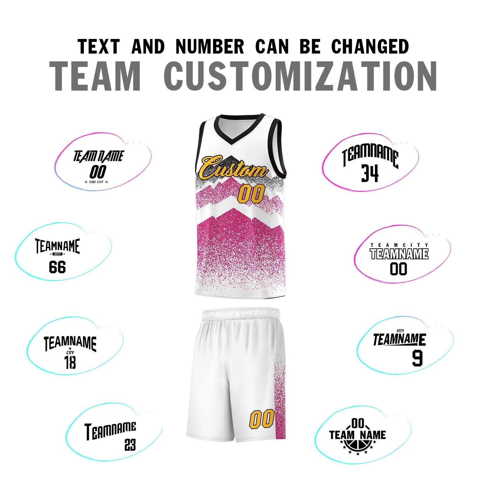 Personalized Youth Basketball Jerseys   White Rose Red Gradient Mountain Design Uniforms