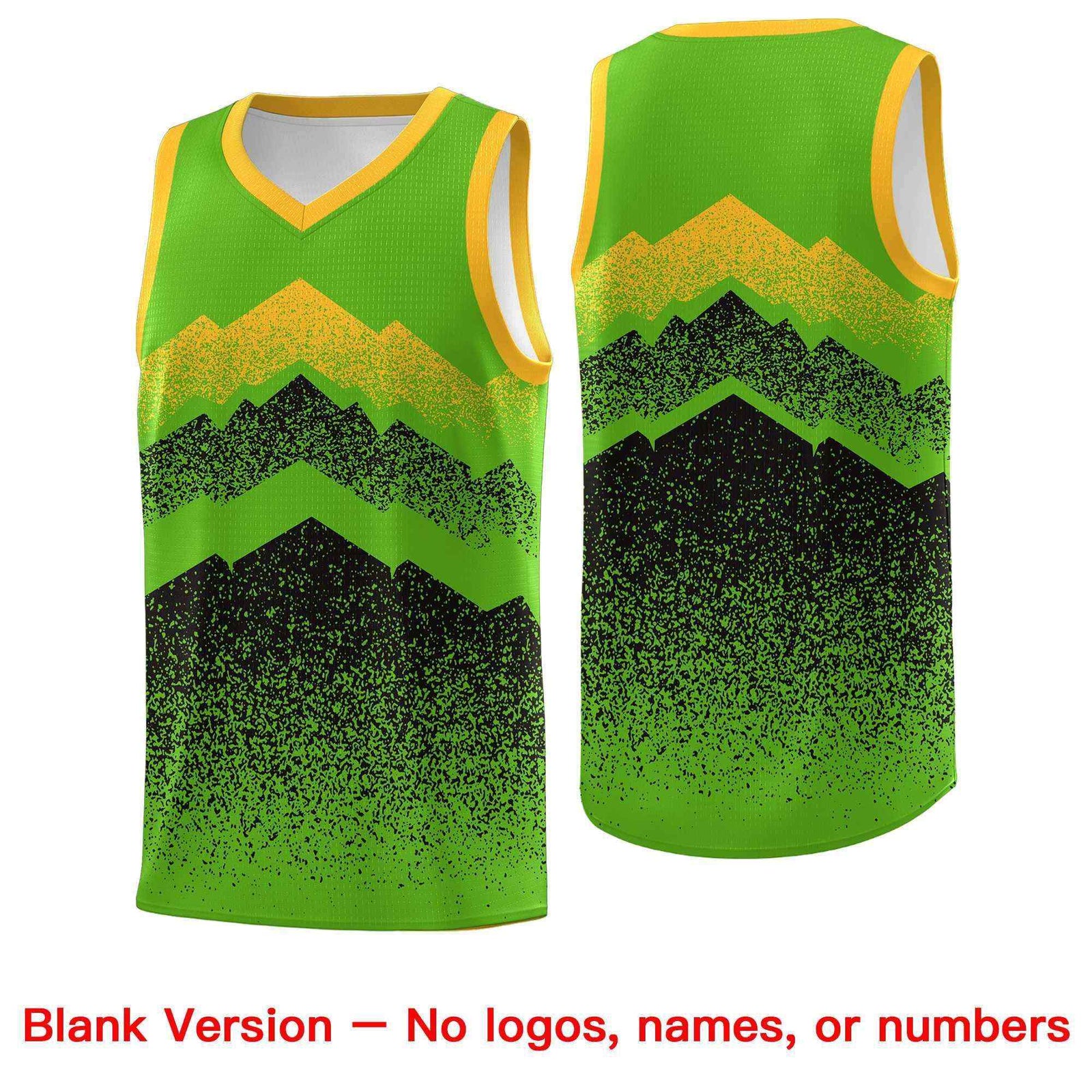 Custom Youth Basketball Jerseys Green Black Gradient Mountain Design Uniforms