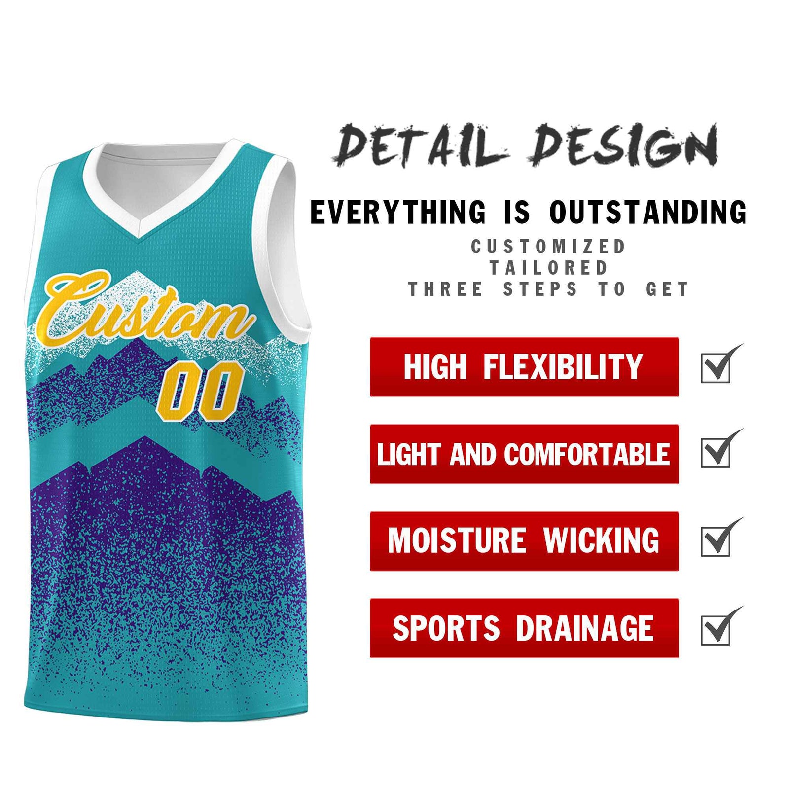 Personalized Youth Basketball Jerseys   Aqua Purple Gradient Mountain Design Uniforms