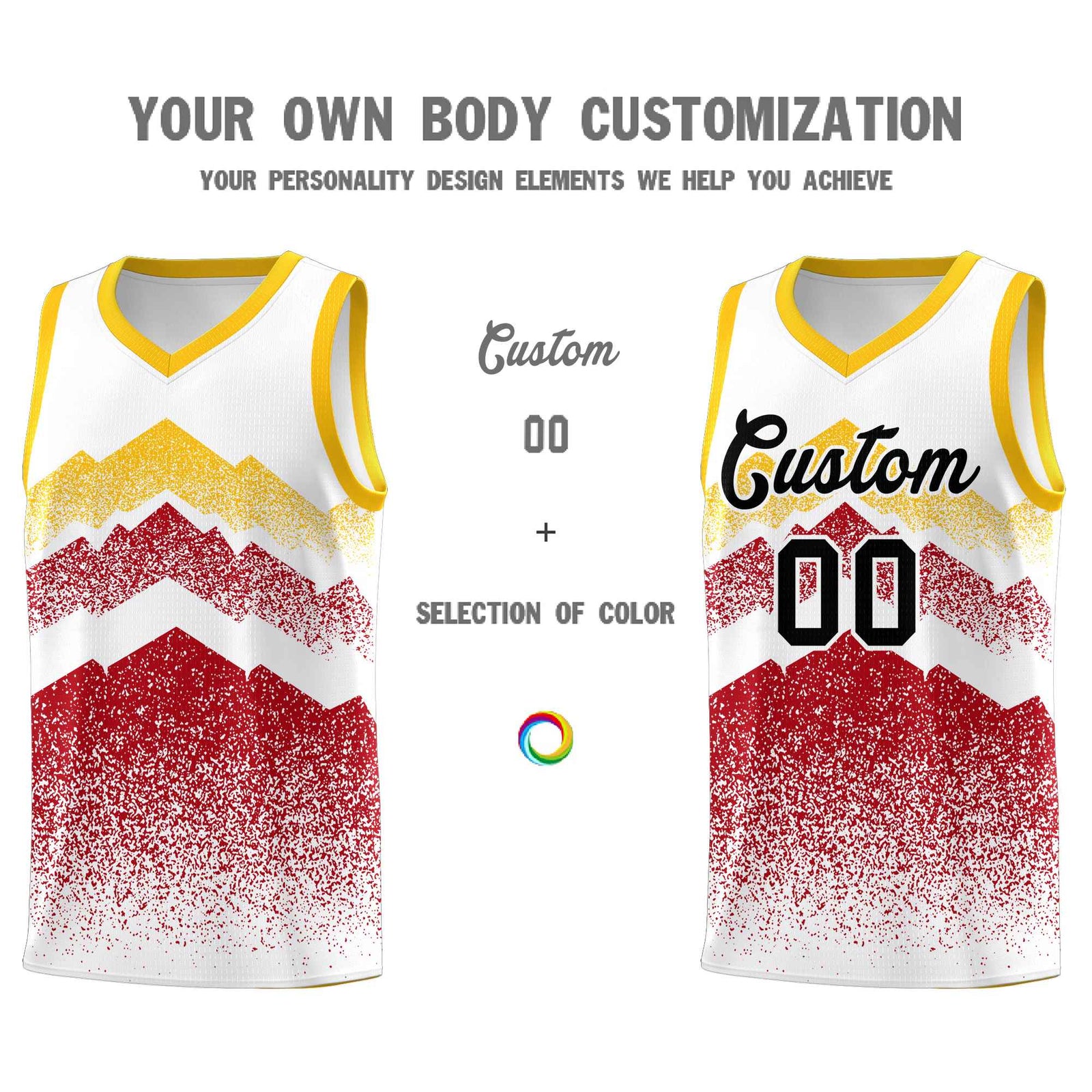 Custom Youth Basketball Jerseys White Red Gradient Mountain Design Uniforms