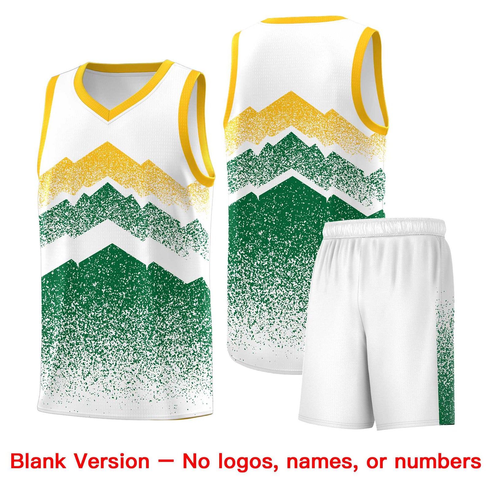 Personalized Youth Basketball Jerseys   White Kelly Green Gradient Mountain Design Uniforms