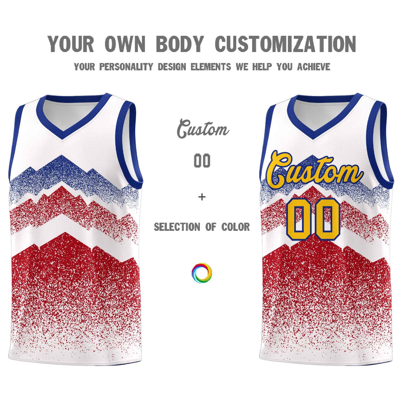 Custom Youth Basketball Jerseys White Red Gradient Mountain Design Uniforms