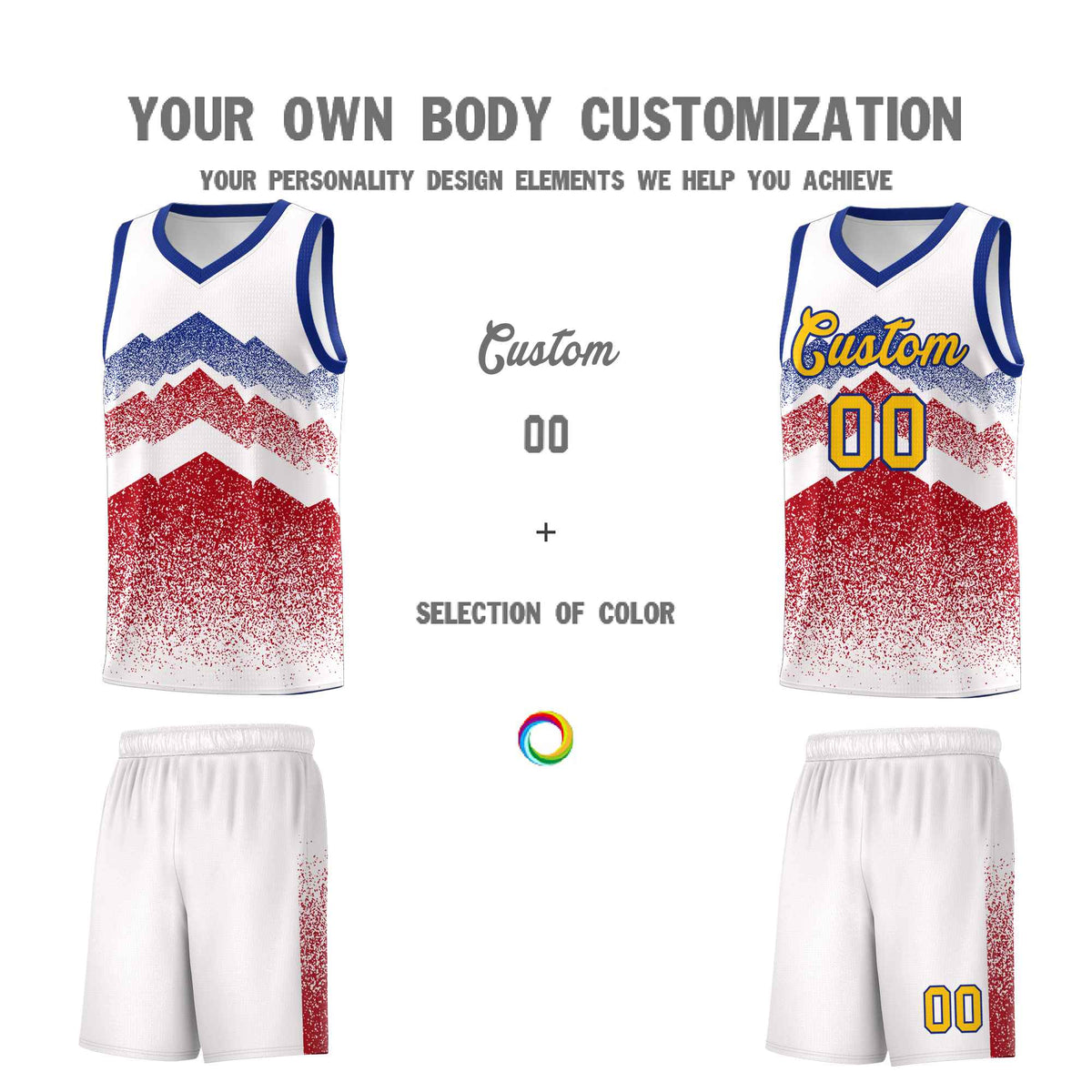 Custom Youth Basketball Jerseys White Red Gradient Mountain Design Uniforms