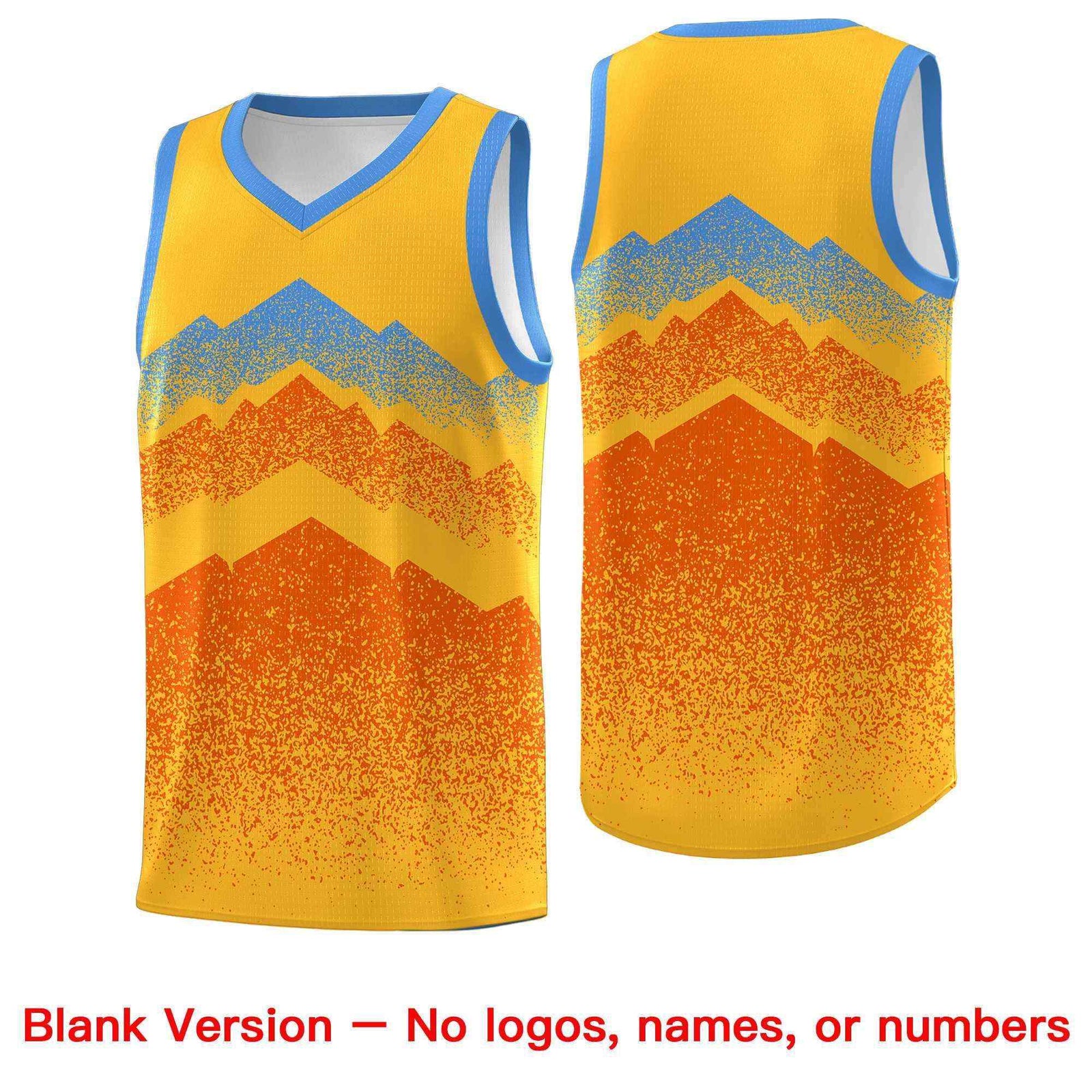 Custom Youth Basketball Jerseys Gold Orange Gradient Mountain Design Uniforms