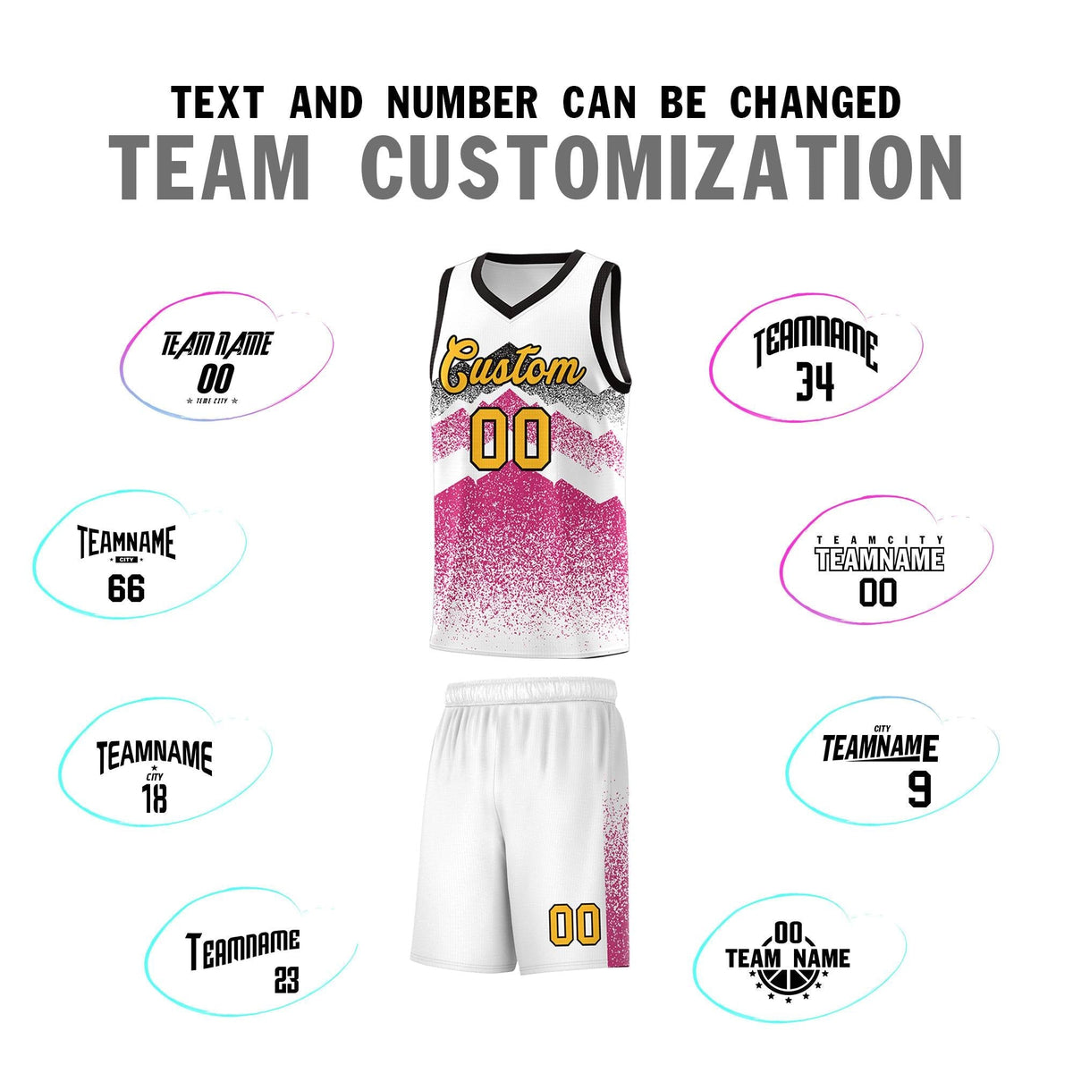 Personalized Youth Basketball Jerseys   White Rose Red Gradient Mountain Design Uniforms