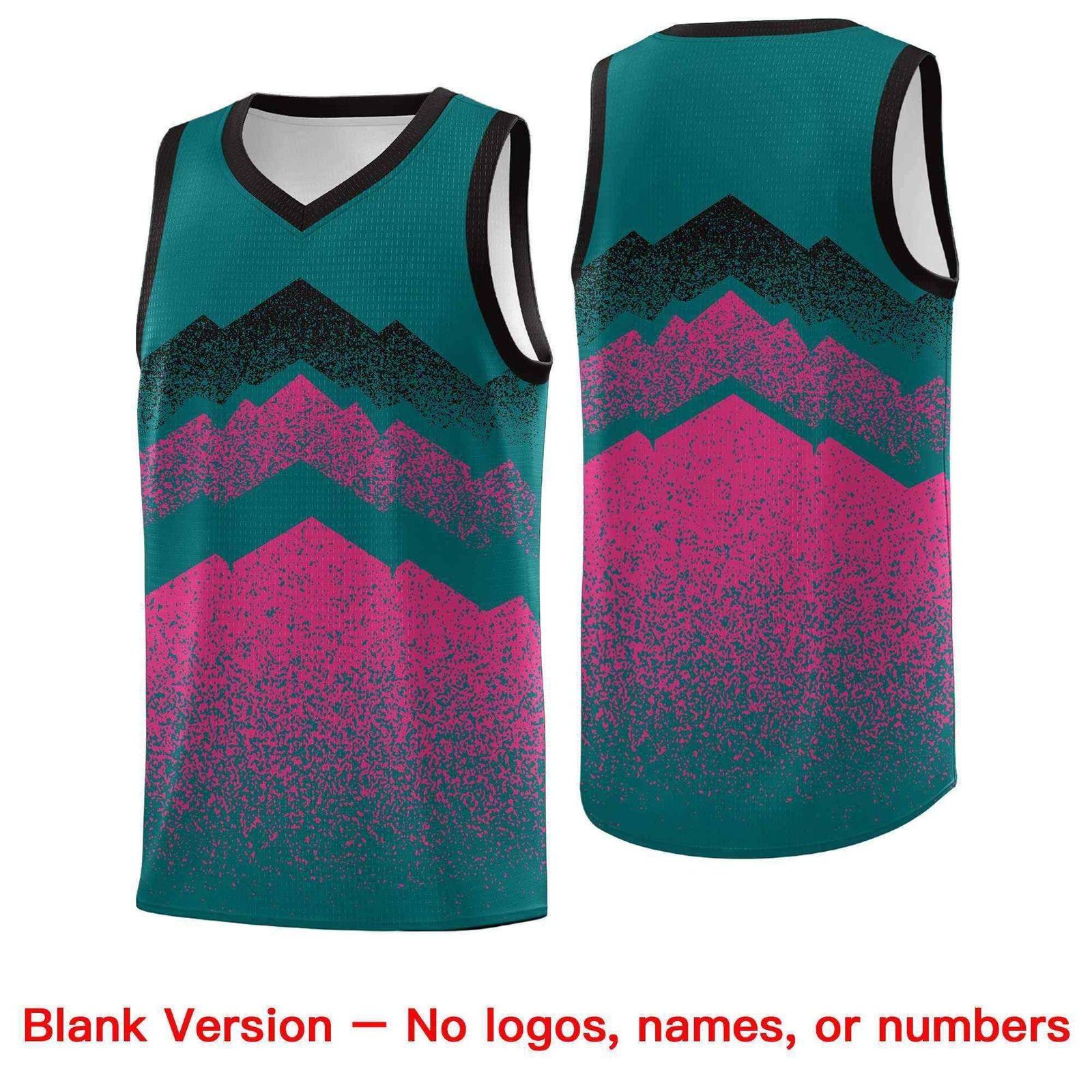 Custom Youth Basketball Jerseys Midnight Green Pink Gradient Mountain Design Uniforms