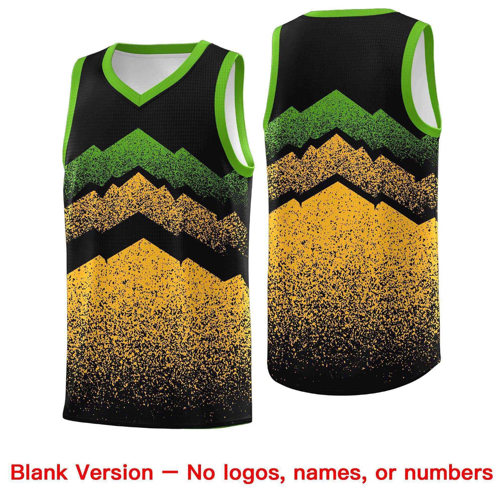 Personalized Youth Basketball Jerseys   Black Gold Gradient Mountain Design Uniforms