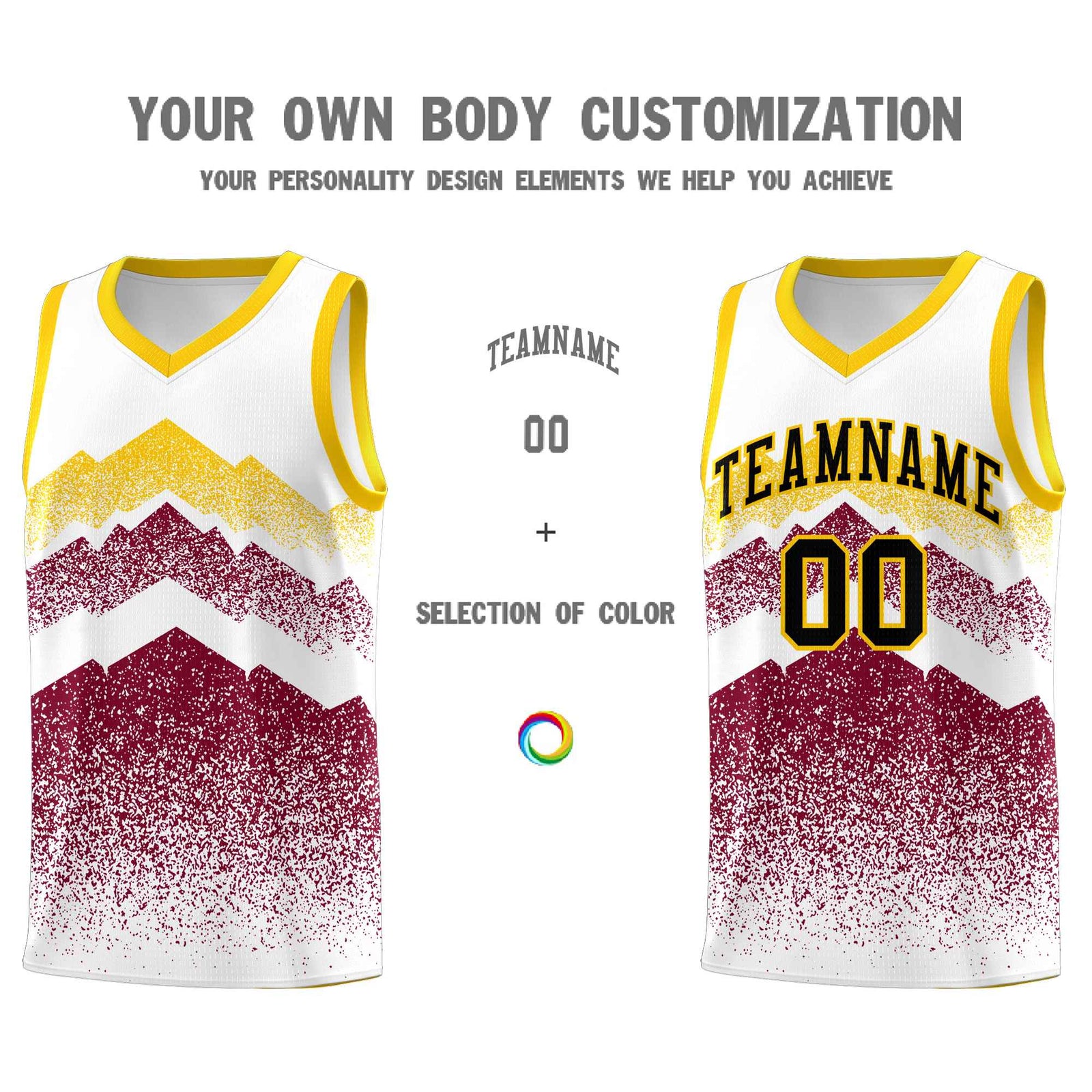 Personalized Youth Basketball Jerseys   White Crimson Gradient Mountain Design Uniforms