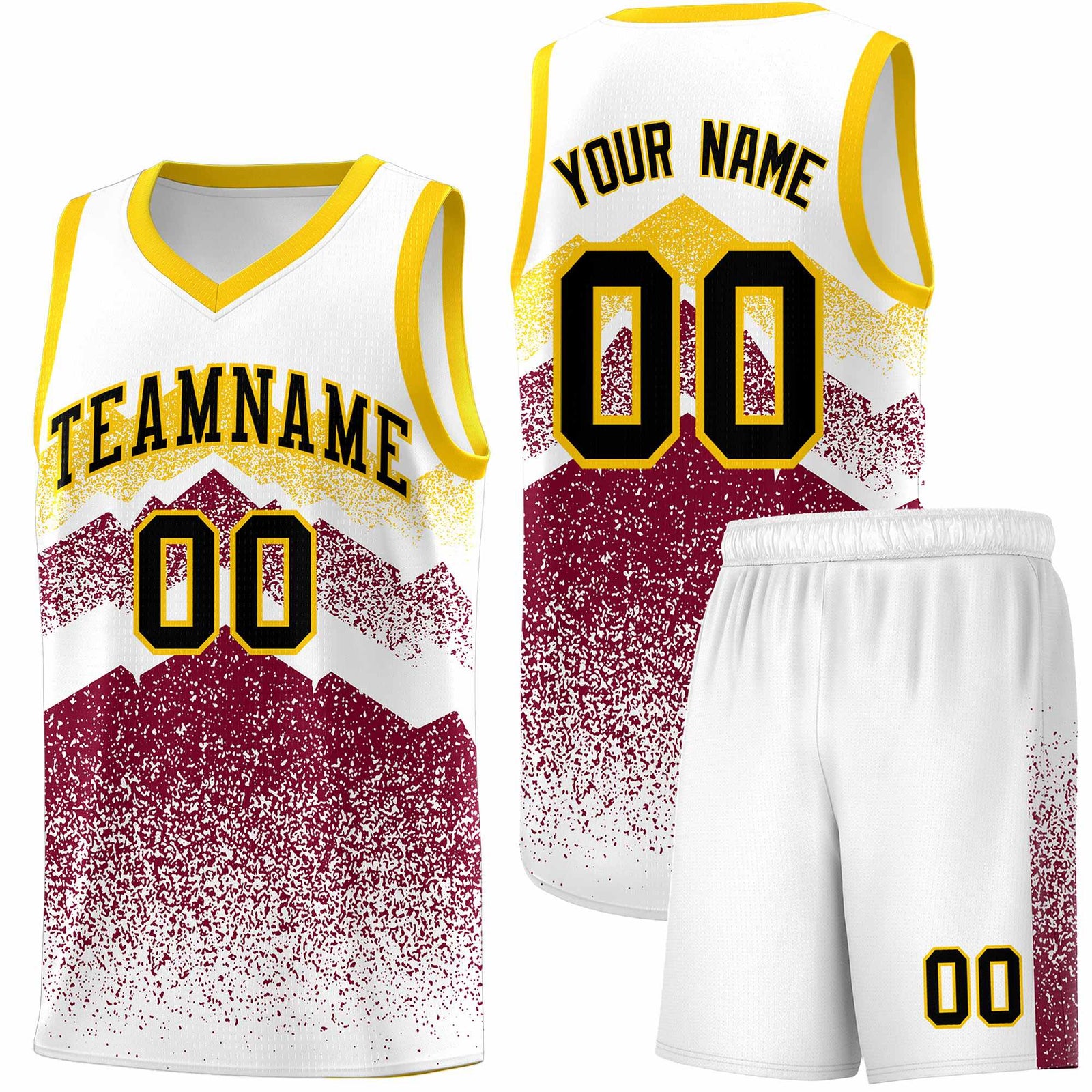 Personalized Youth Basketball Jerseys   White Crimson Gradient Mountain Design Uniforms