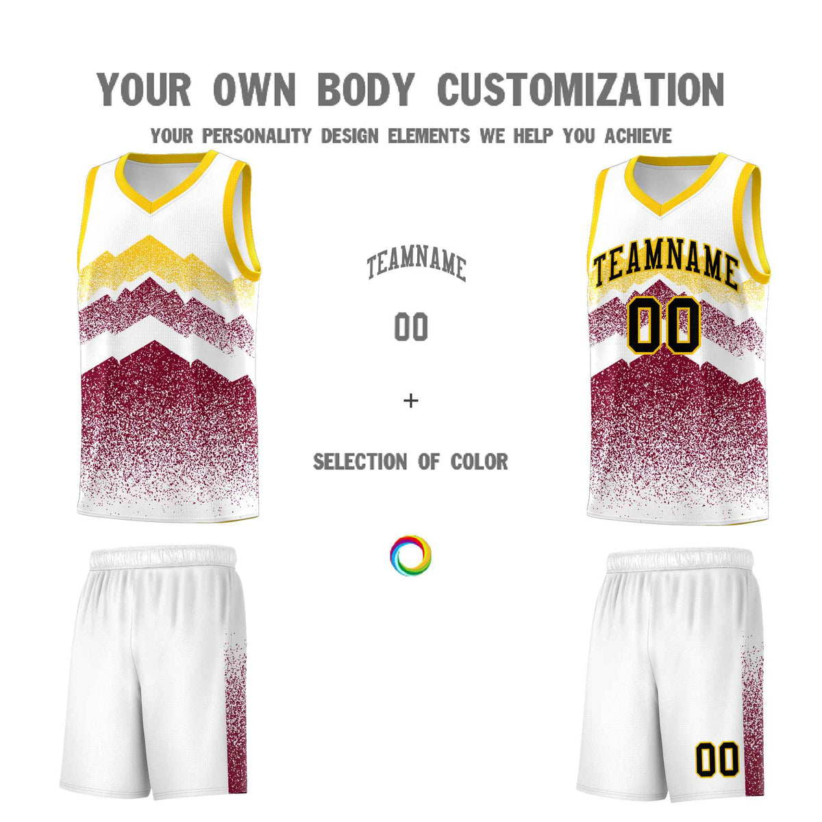 Personalized Youth Basketball Jerseys   White Crimson Gradient Mountain Design Uniforms