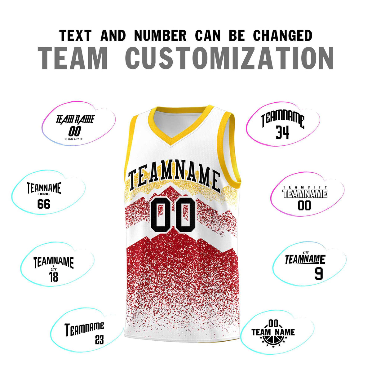 Custom Youth Basketball Jerseys White Red Gradient Mountain Design Uniforms