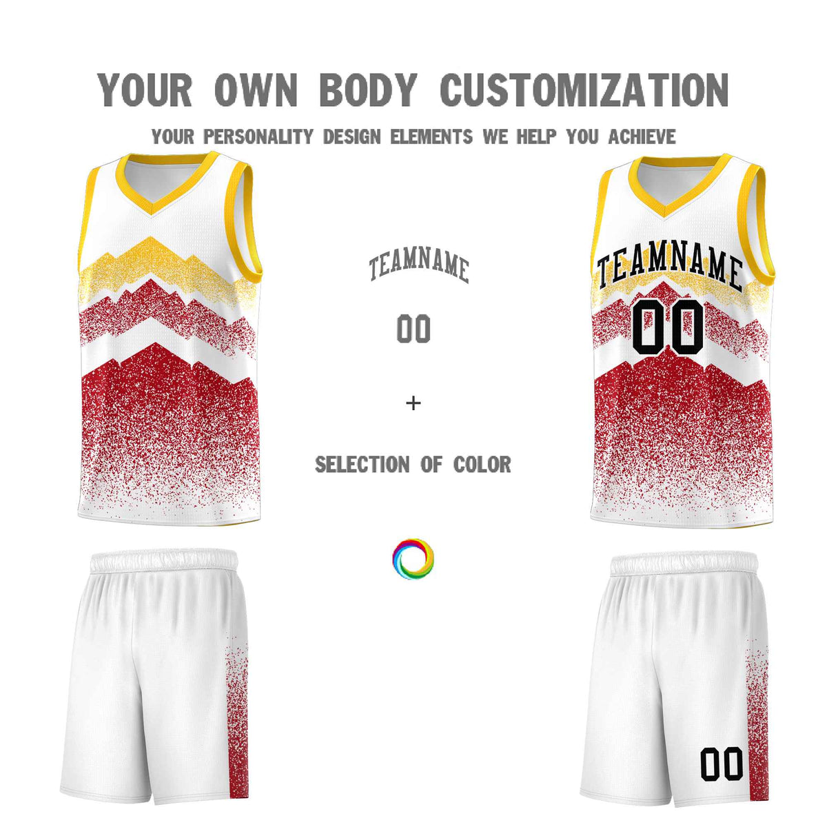 Custom Youth Basketball Jerseys White Red Gradient Mountain Design Uniforms