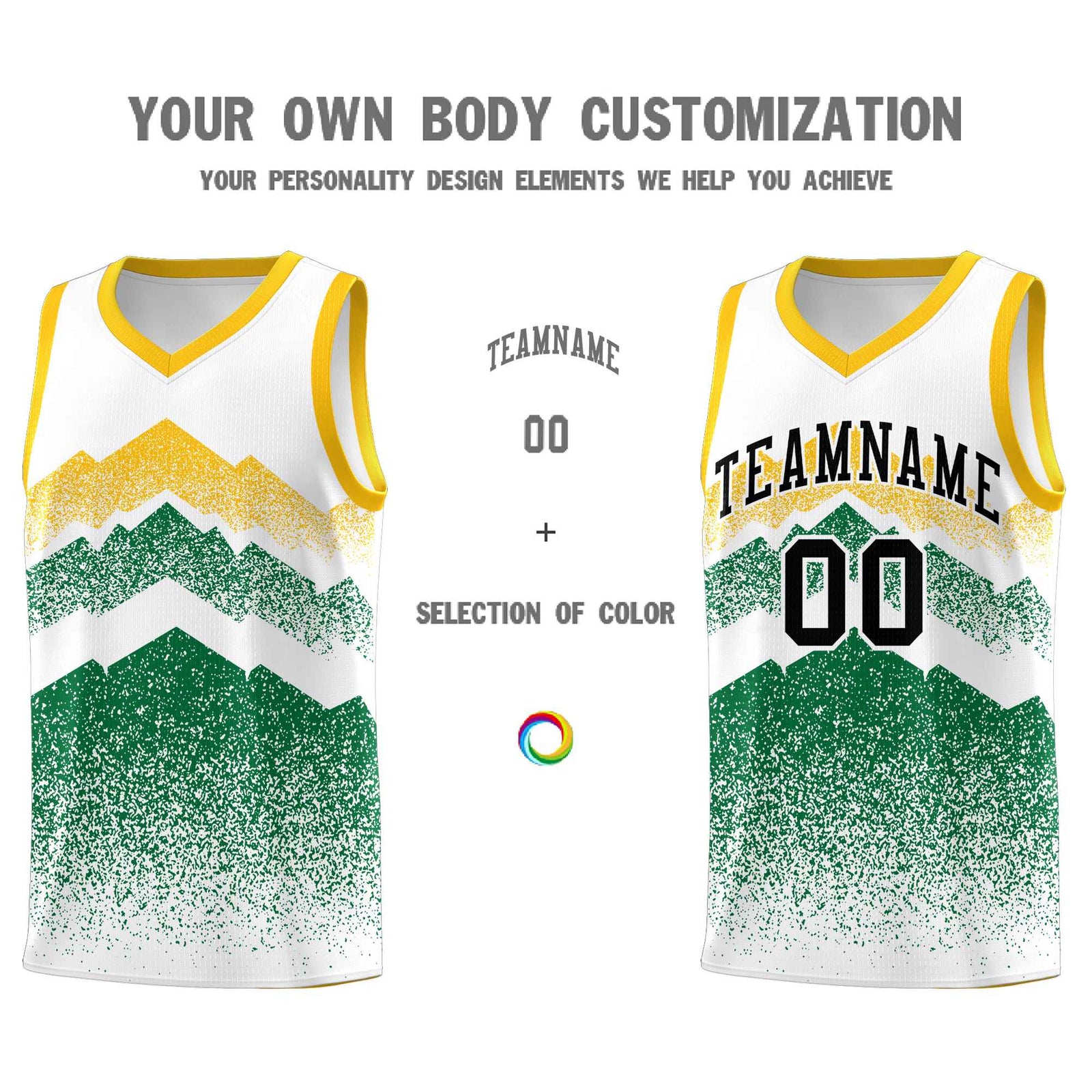 Personalized Youth Basketball Jerseys   White Kelly Green Gradient Mountain Design Uniforms