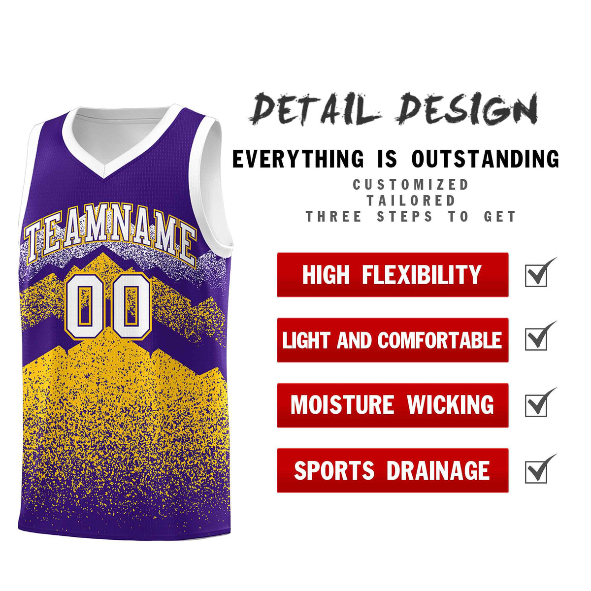 Personalized Youth Basketball Jerseys   Purple Gold Gradient Mountain Design Uniforms