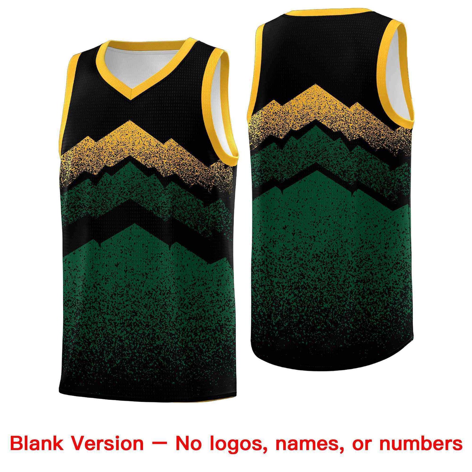 Custom Youth Basketball Jerseys Black Green Gradient Mountain Design Uniforms