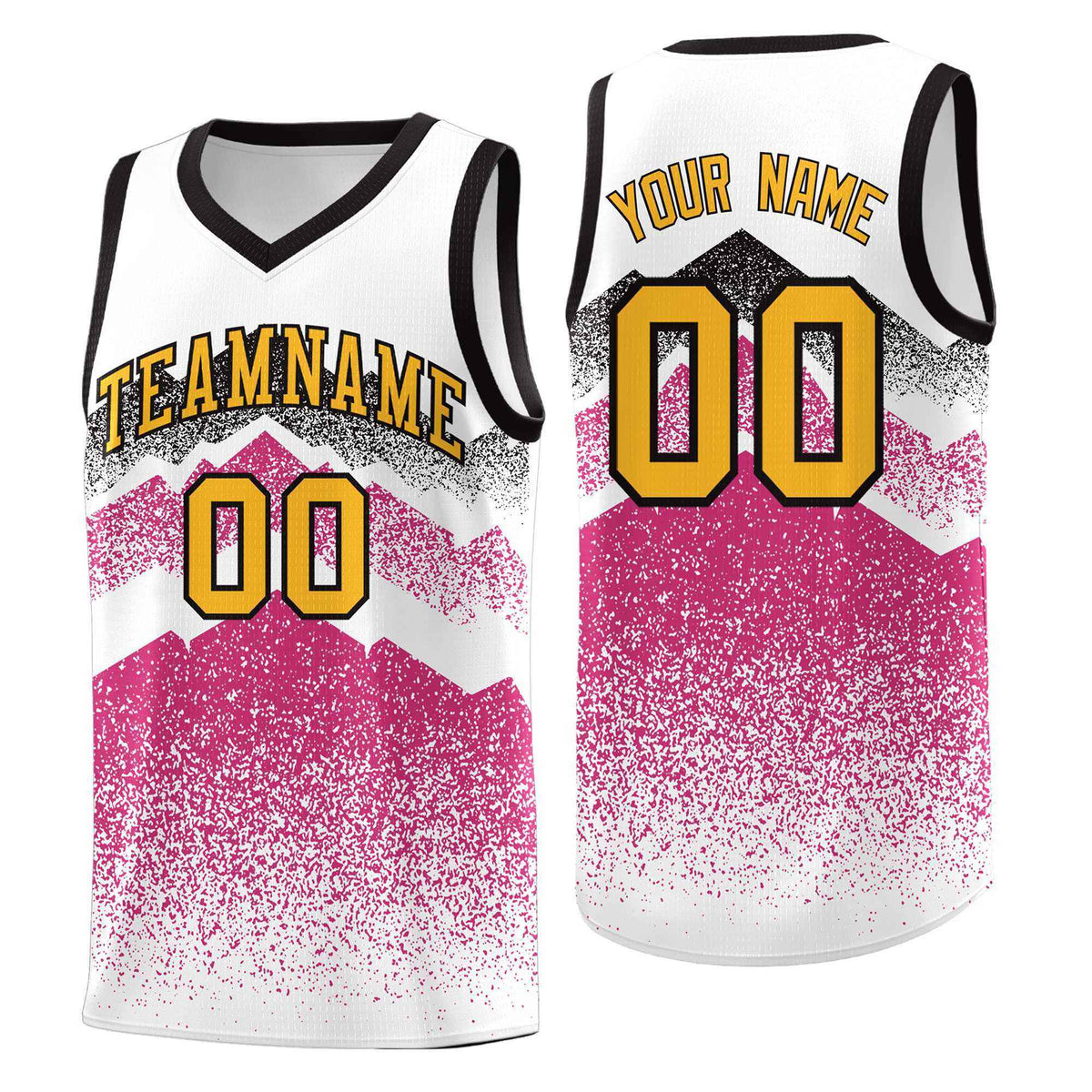 Personalized Youth Basketball Jerseys   White Rose Red Gradient Mountain Design Uniforms