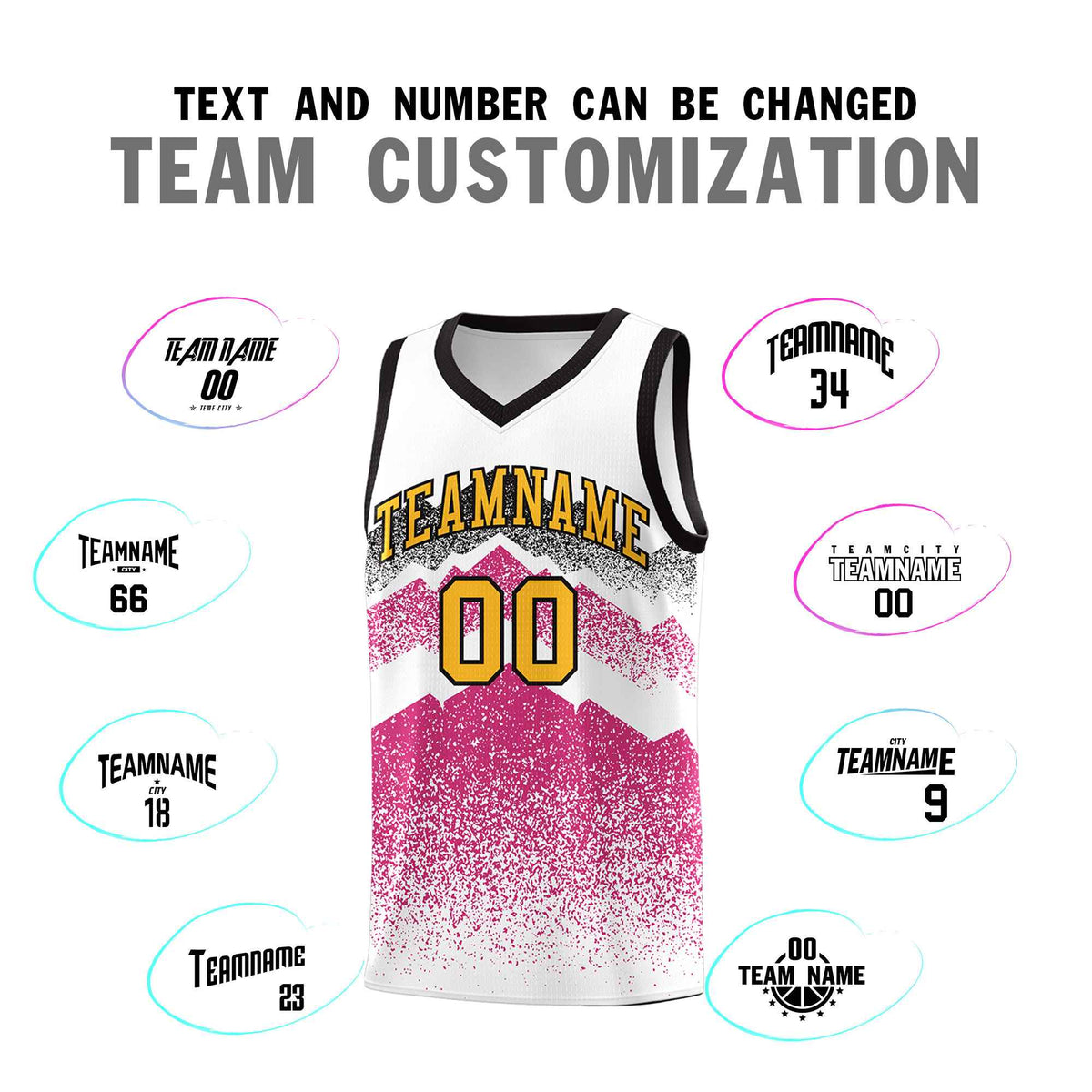 Personalized Youth Basketball Jerseys   White Rose Red Gradient Mountain Design Uniforms