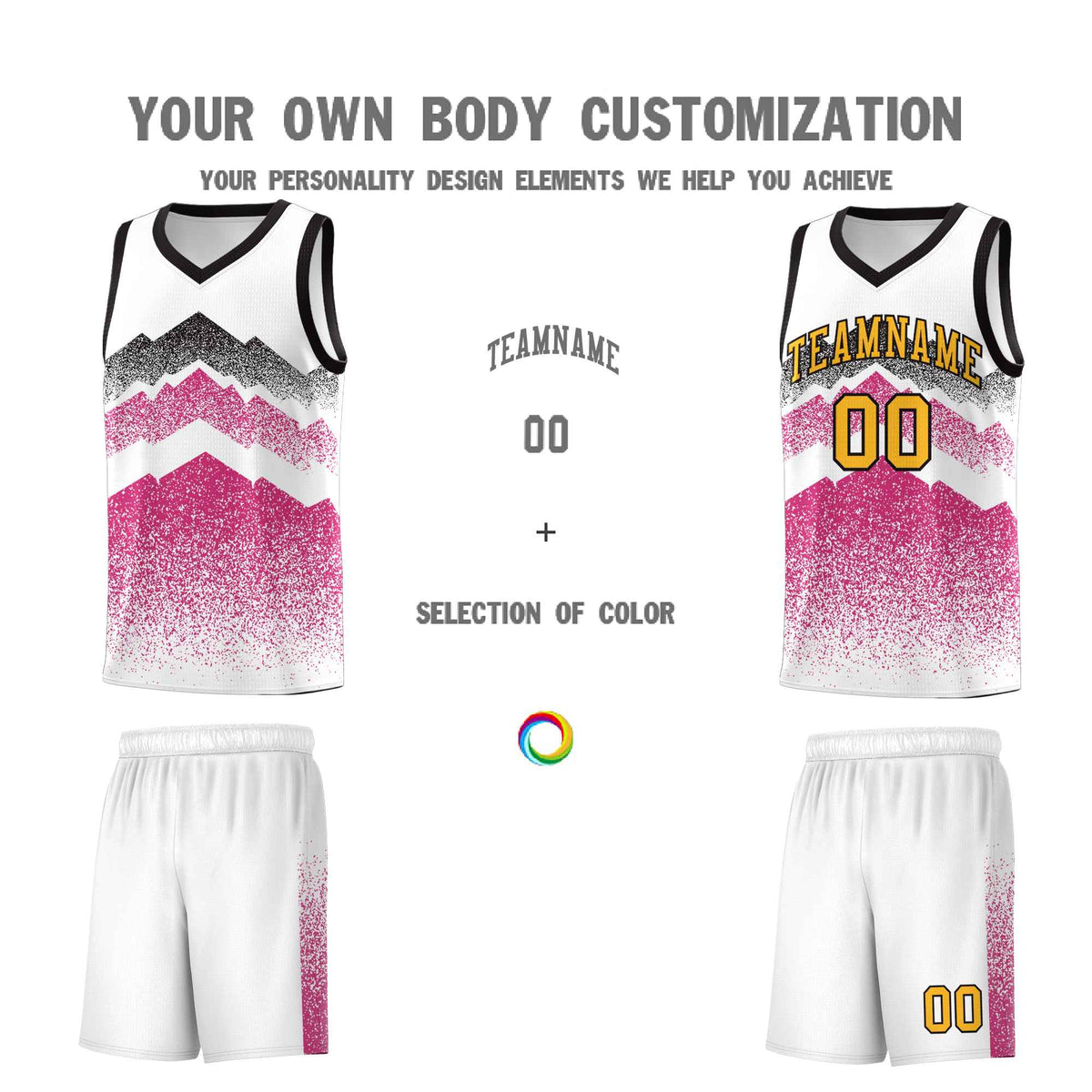 Personalized Youth Basketball Jerseys   White Rose Red Gradient Mountain Design Uniforms