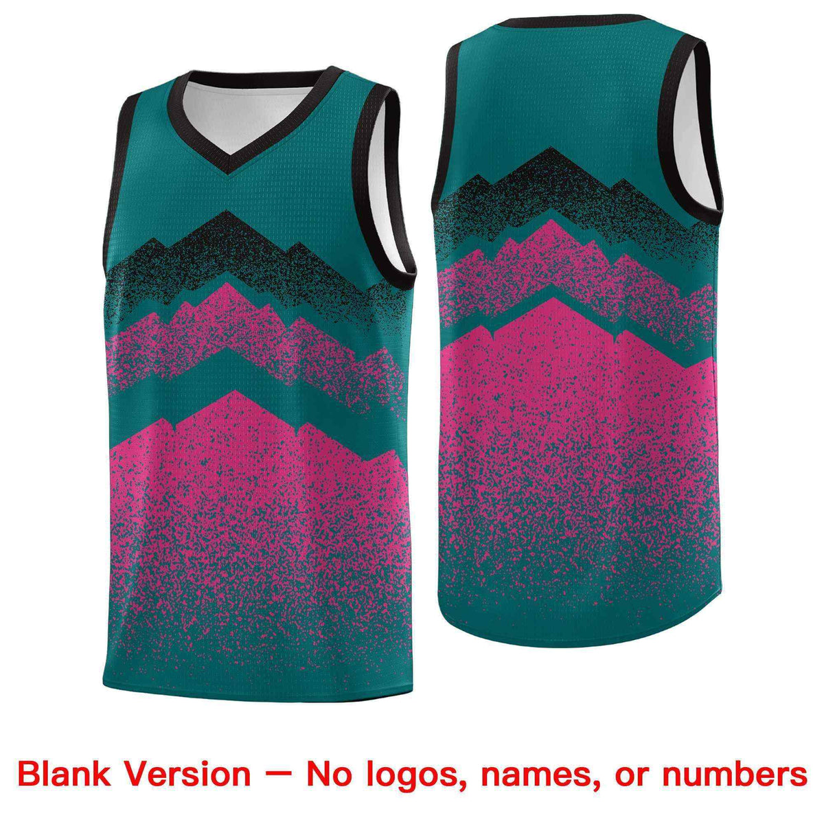 Custom Youth Basketball Jerseys Midnight Green Pink Gradient Mountain Design Uniforms