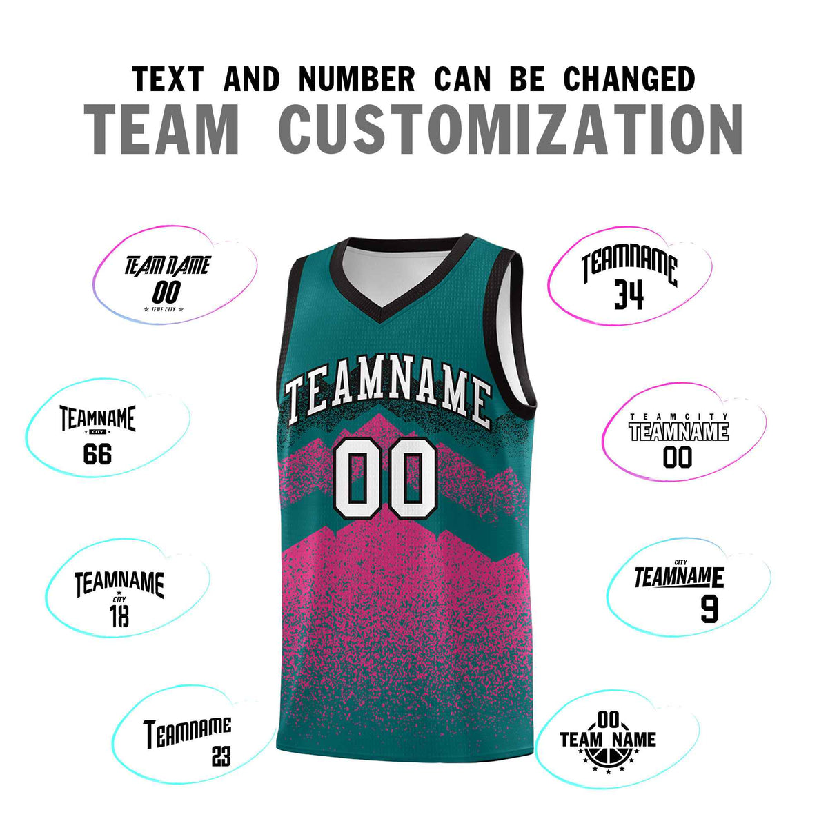 Custom Youth Basketball Jerseys Midnight Green Pink Gradient Mountain Design Uniforms