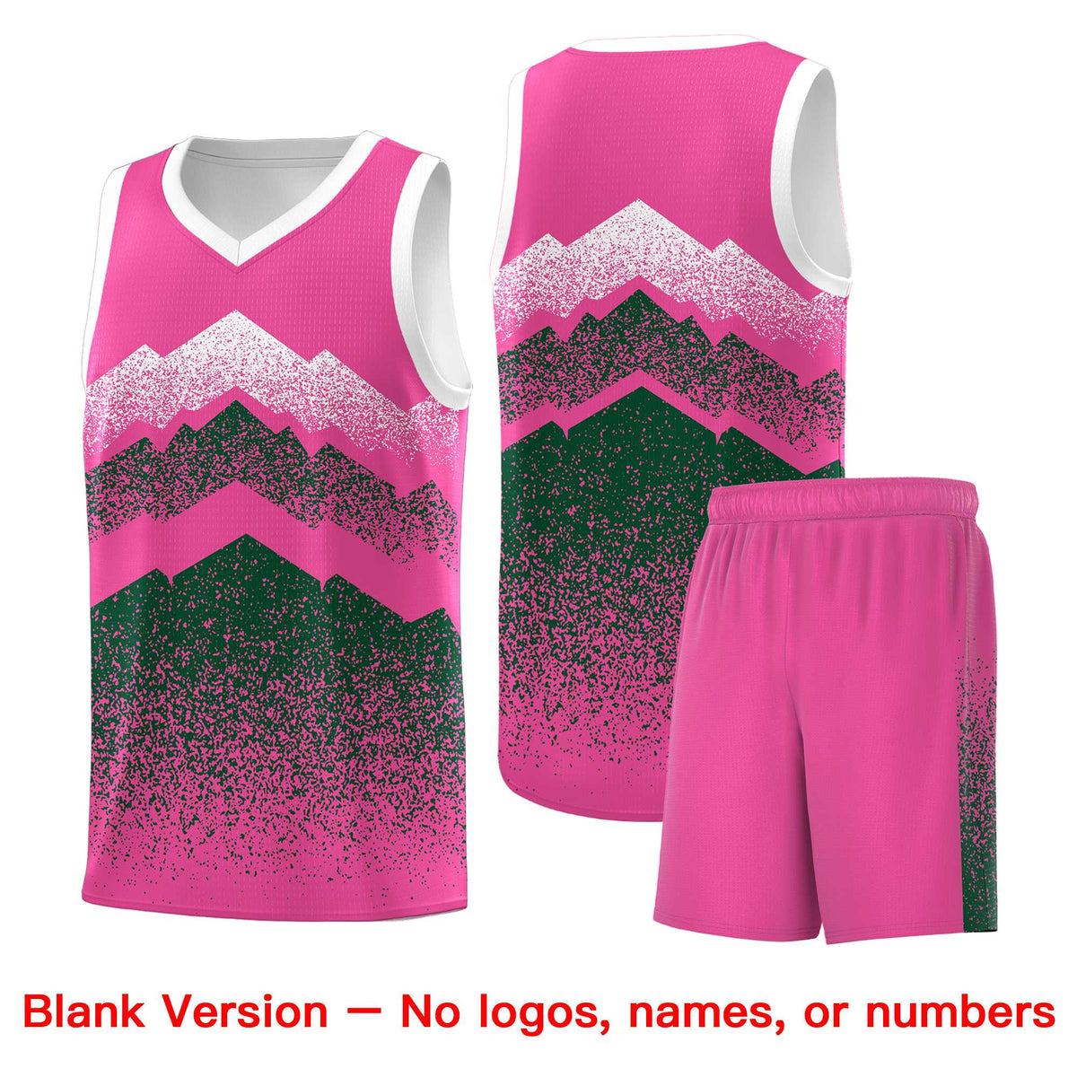 Personalized Youth Basketball Jerseys   Pink Green Gradient Mountain Design Uniforms