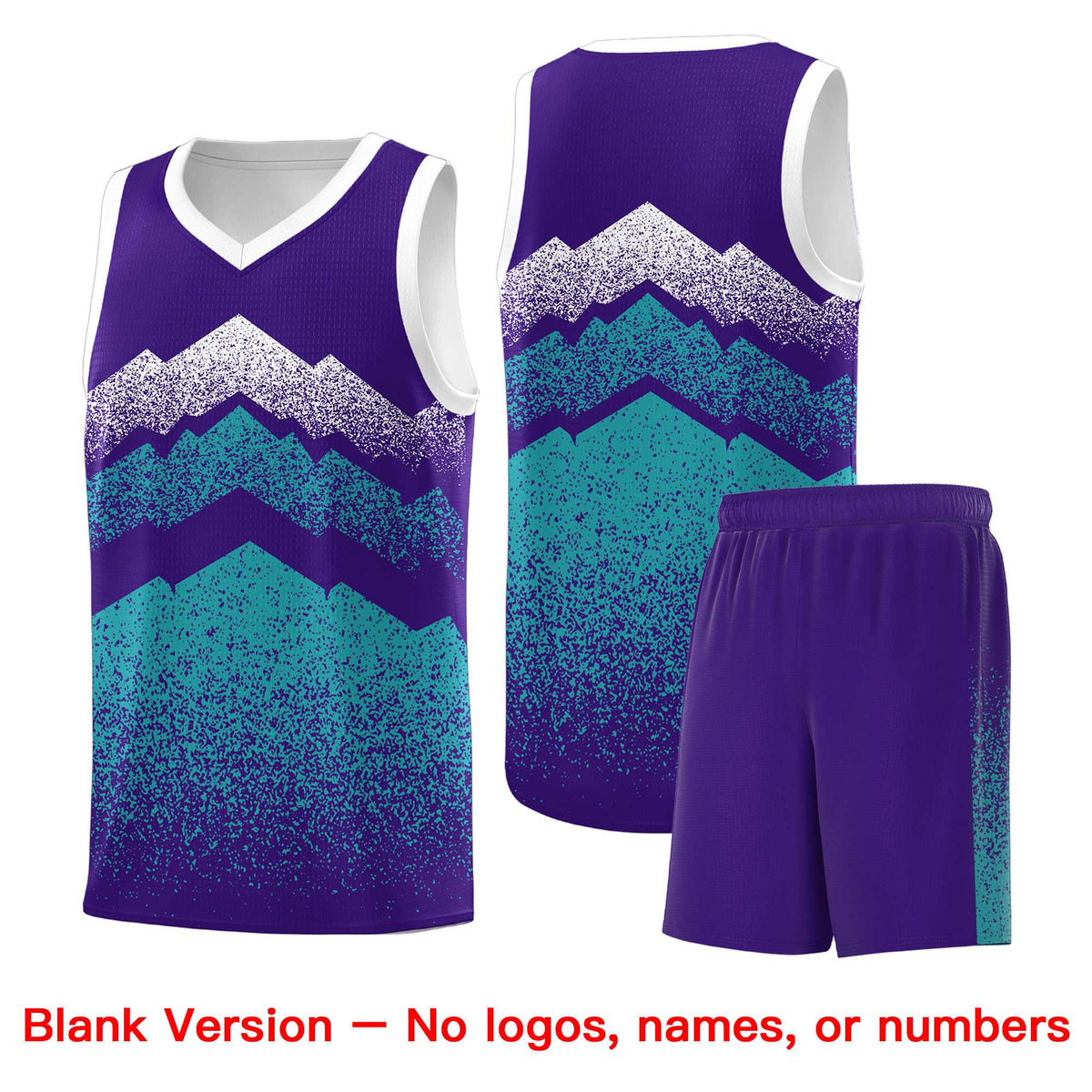 Personalized Youth Basketball Jerseys   Purple Aqua Gradient Mountain Design Uniforms