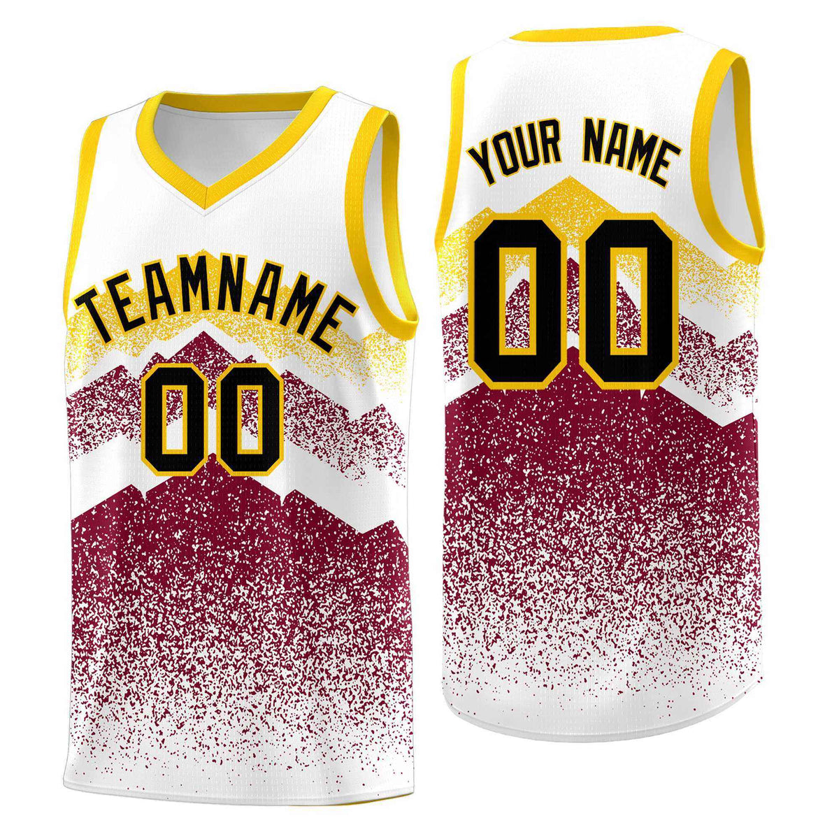 Personalized Youth Basketball Jerseys   White Crimson Gradient Mountain Design Uniforms
