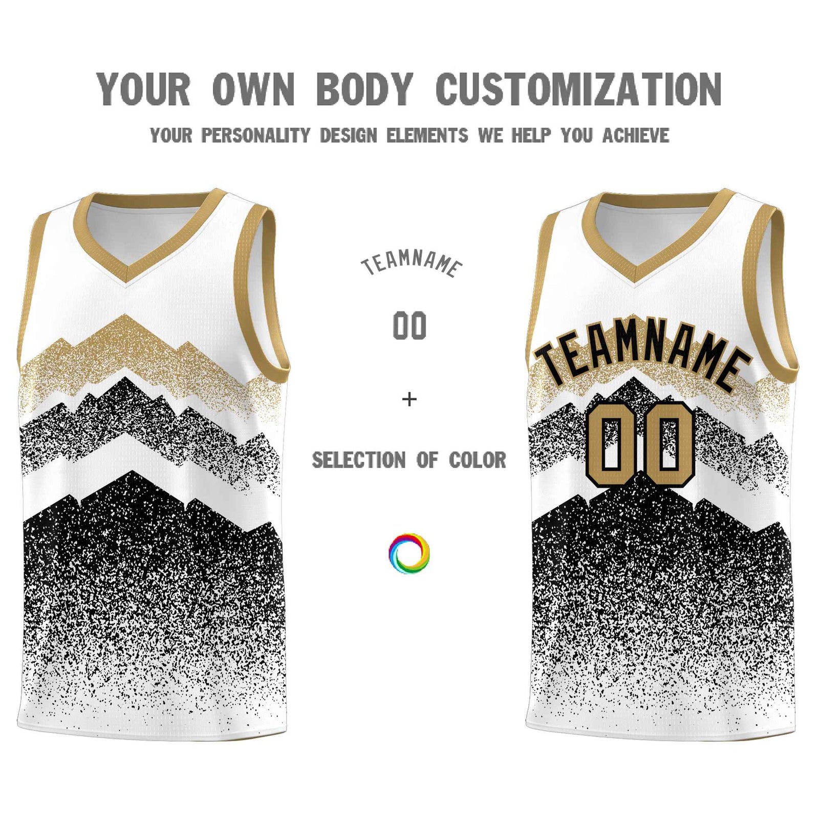 Custom Youth Basketball Jerseys White Black Gradient Mountain Design Uniforms