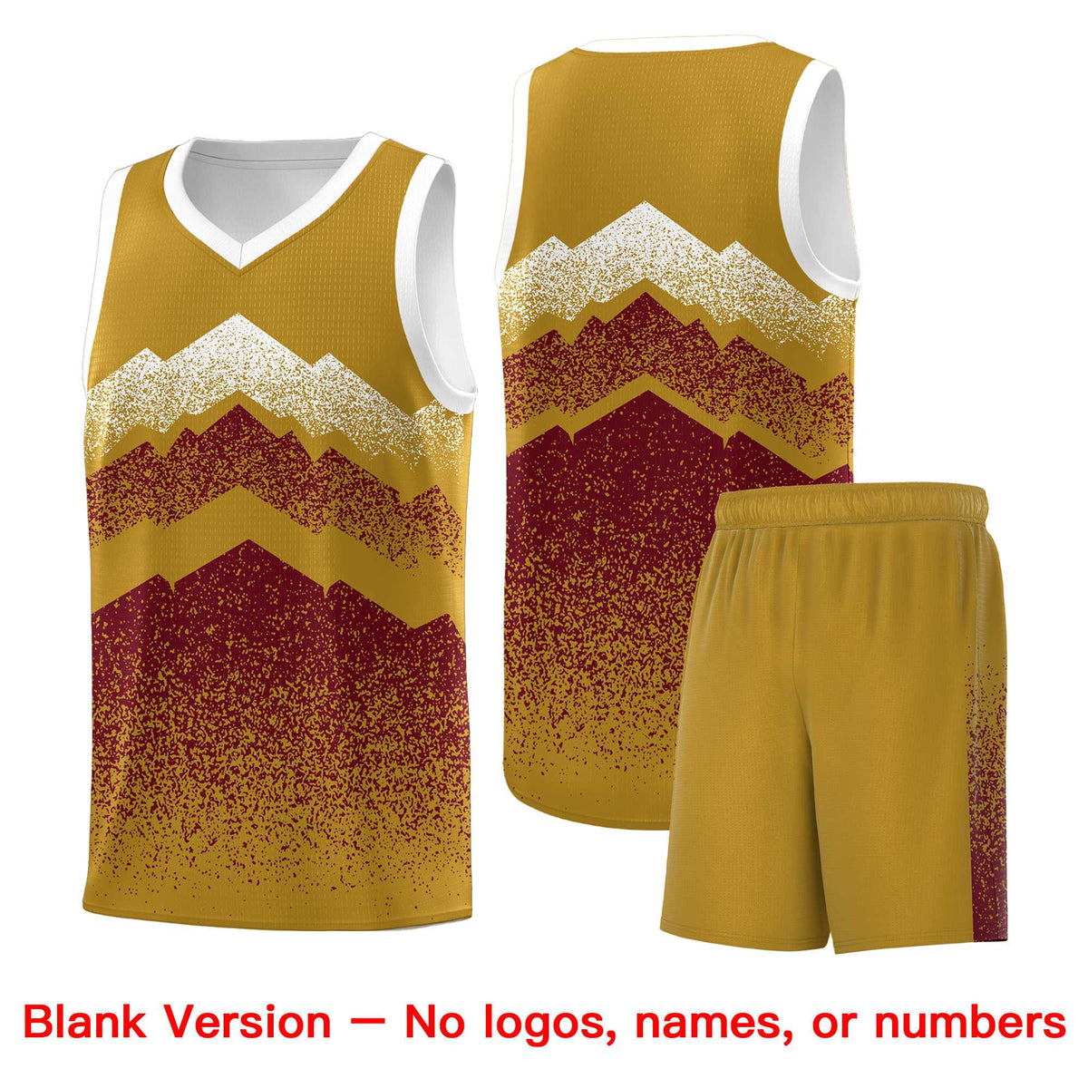 Custom Youth Basketball Jerseys Old Gold Crimson Gradient Mountain Design Uniforms