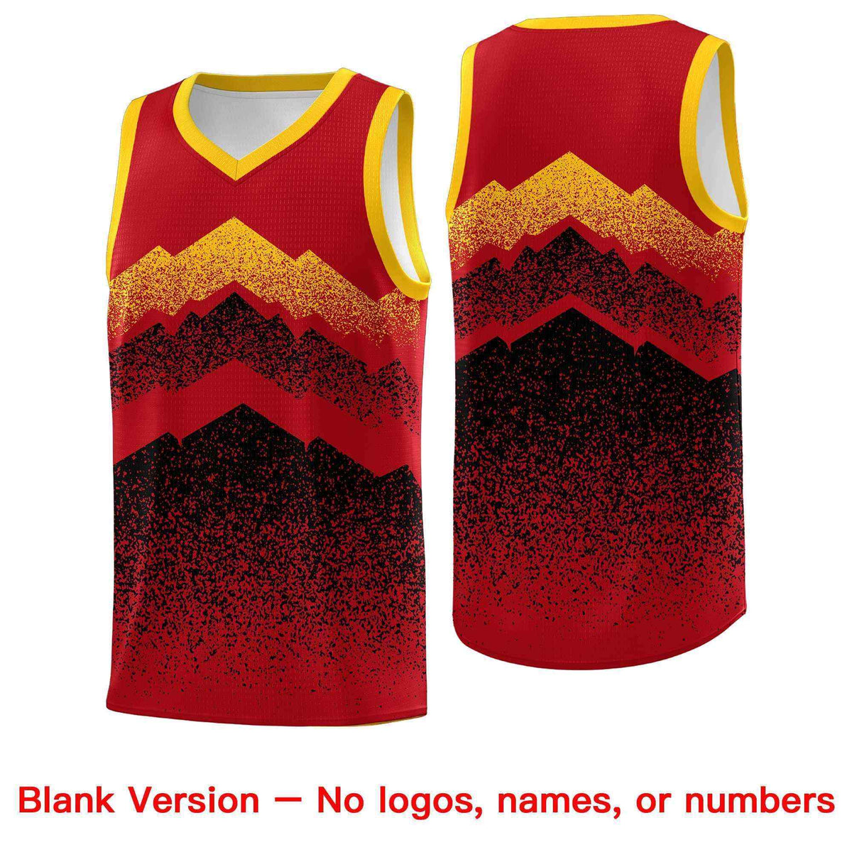 Custom Youth Basketball Jerseys Red Black Gradient Mountain Design Uniforms