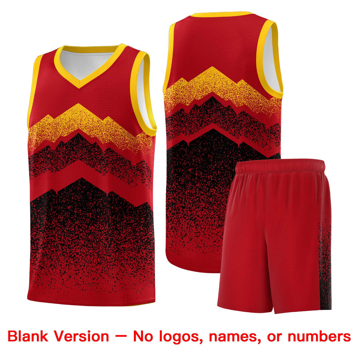 Custom Youth Basketball Jerseys Red Black Gradient Mountain Design Uniforms