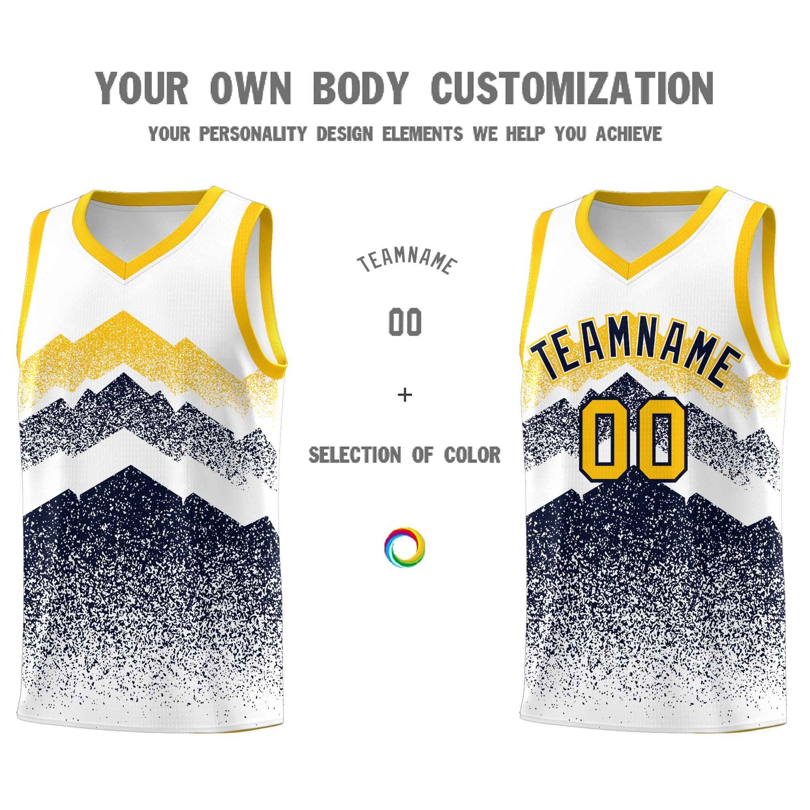 Custom Youth Basketball Jerseys White Navy Gradient Mountain Design Uniforms