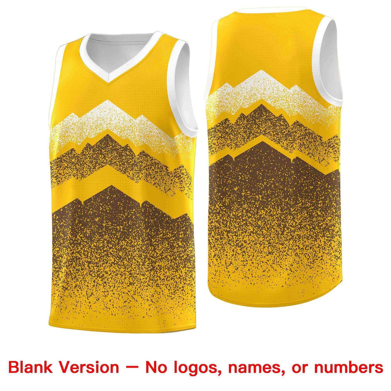 Custom Youth Basketball Jerseys Gold Coffee Gradient Mountain Design Uniforms