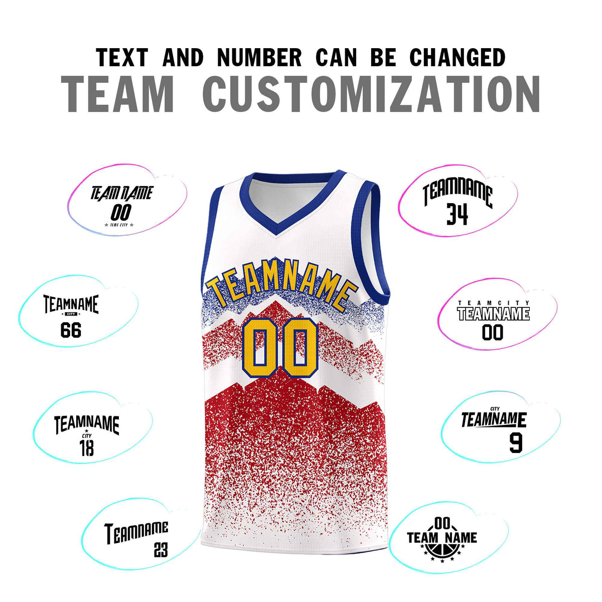 Custom Youth Basketball Jerseys White Red Gradient Mountain Design Uniforms