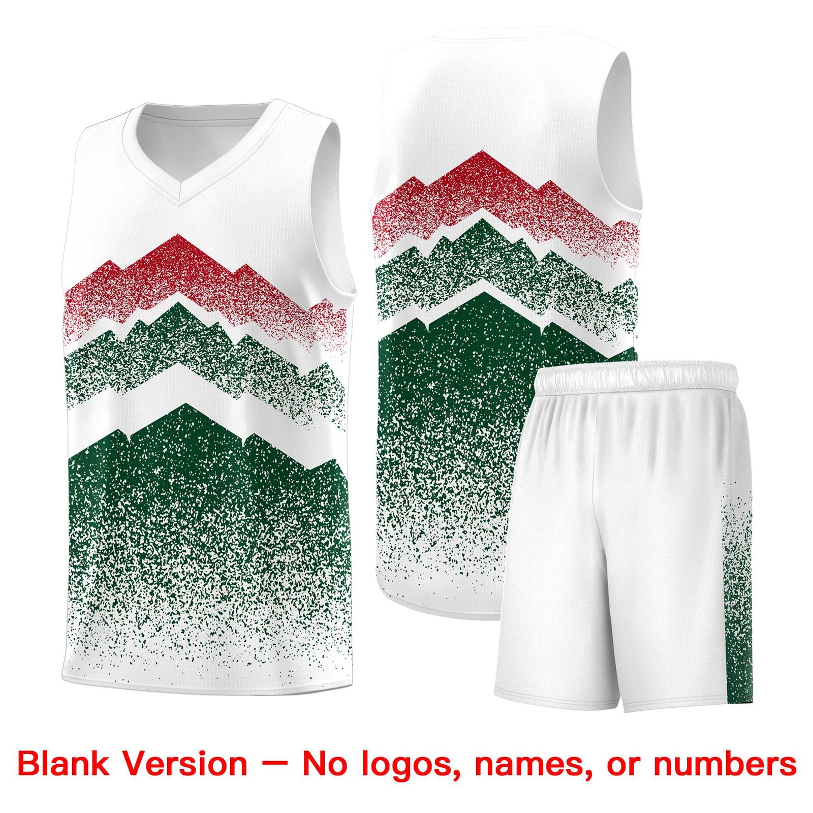 Custom Youth Basketball Jerseys White Green Gradient Mountain Design Uniforms