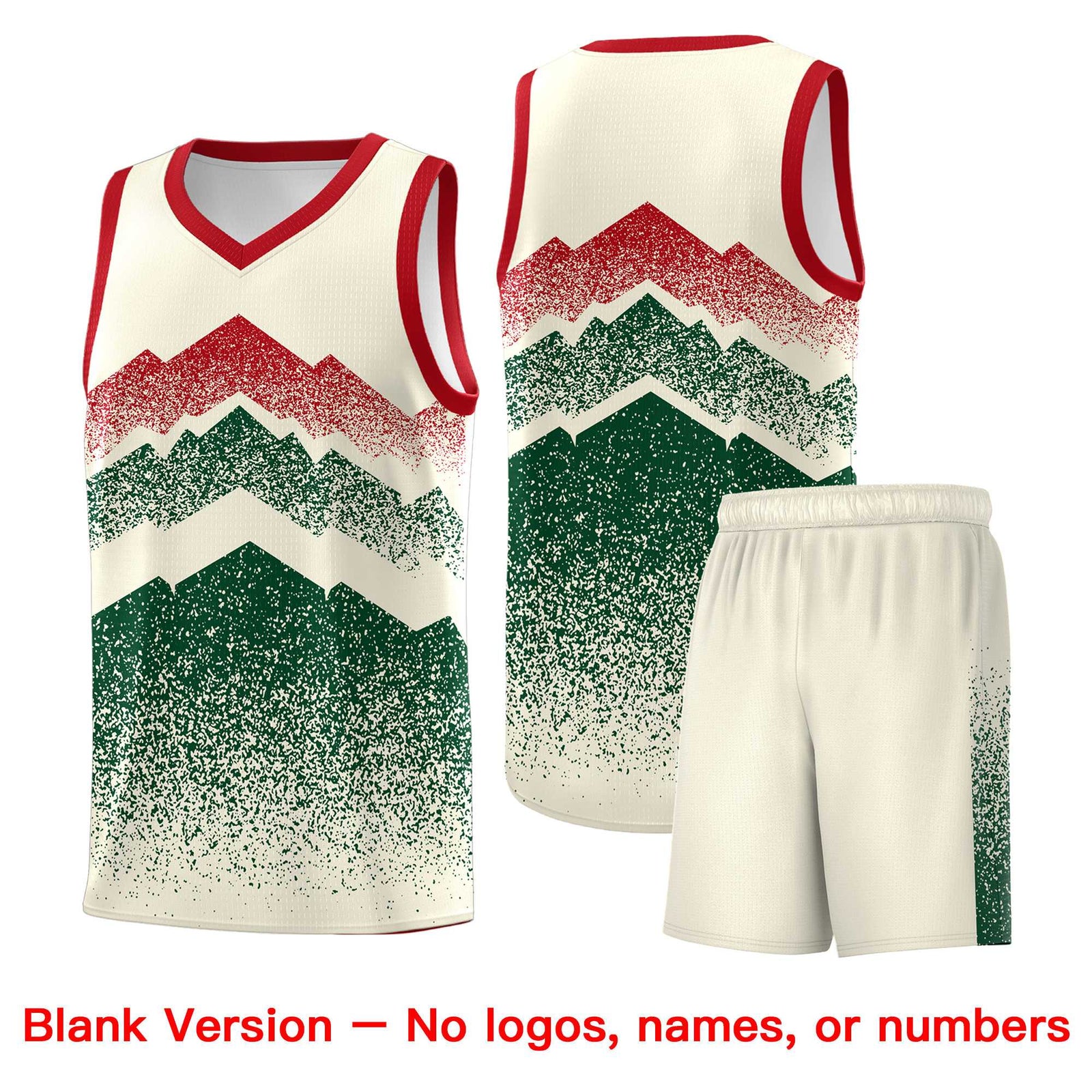 Personalized Youth Basketball Jerseys   Cream Green Gradient Mountain Design Uniforms