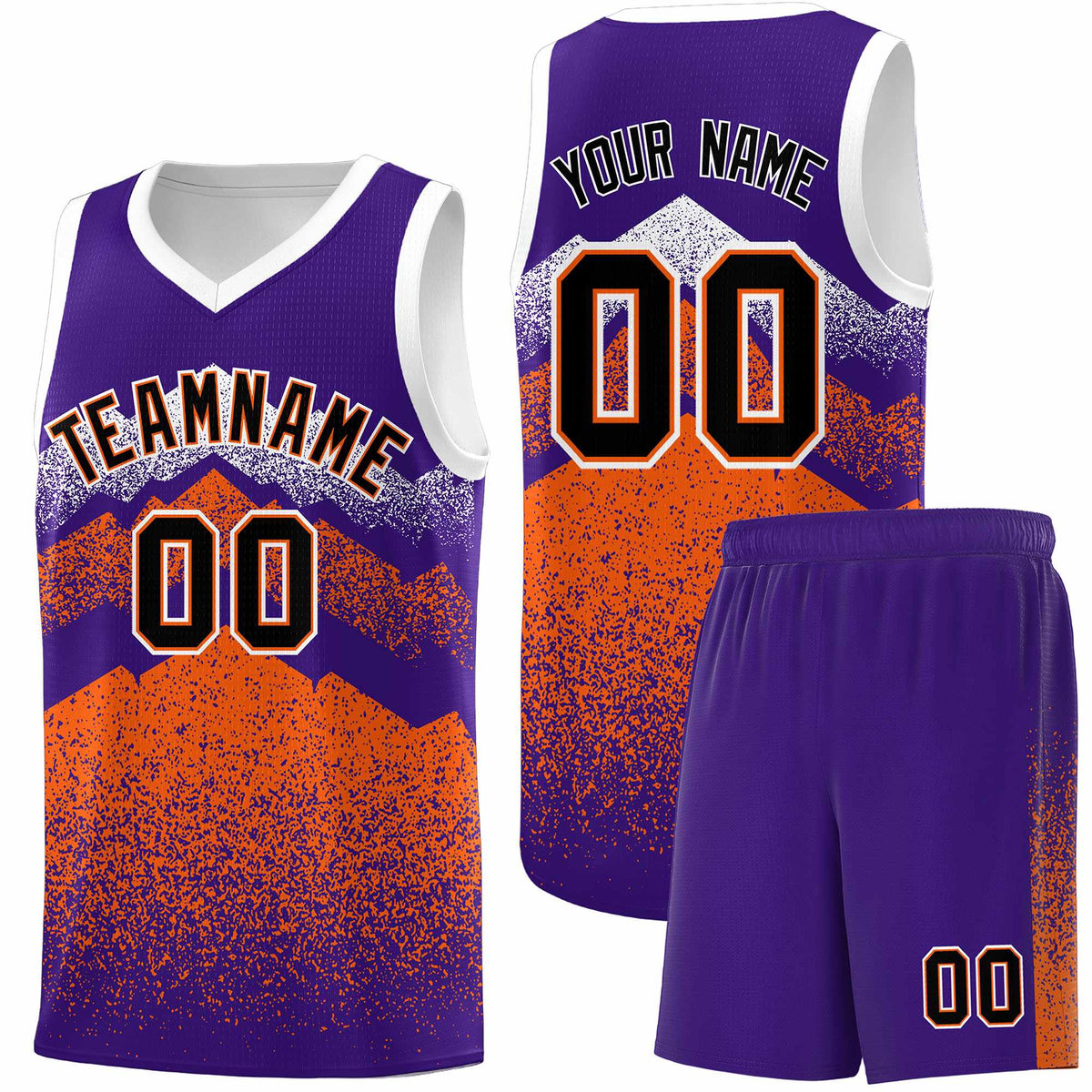 Custom Youth Basketball Jerseys Purple Orange Gradient Mountain Design Uniforms