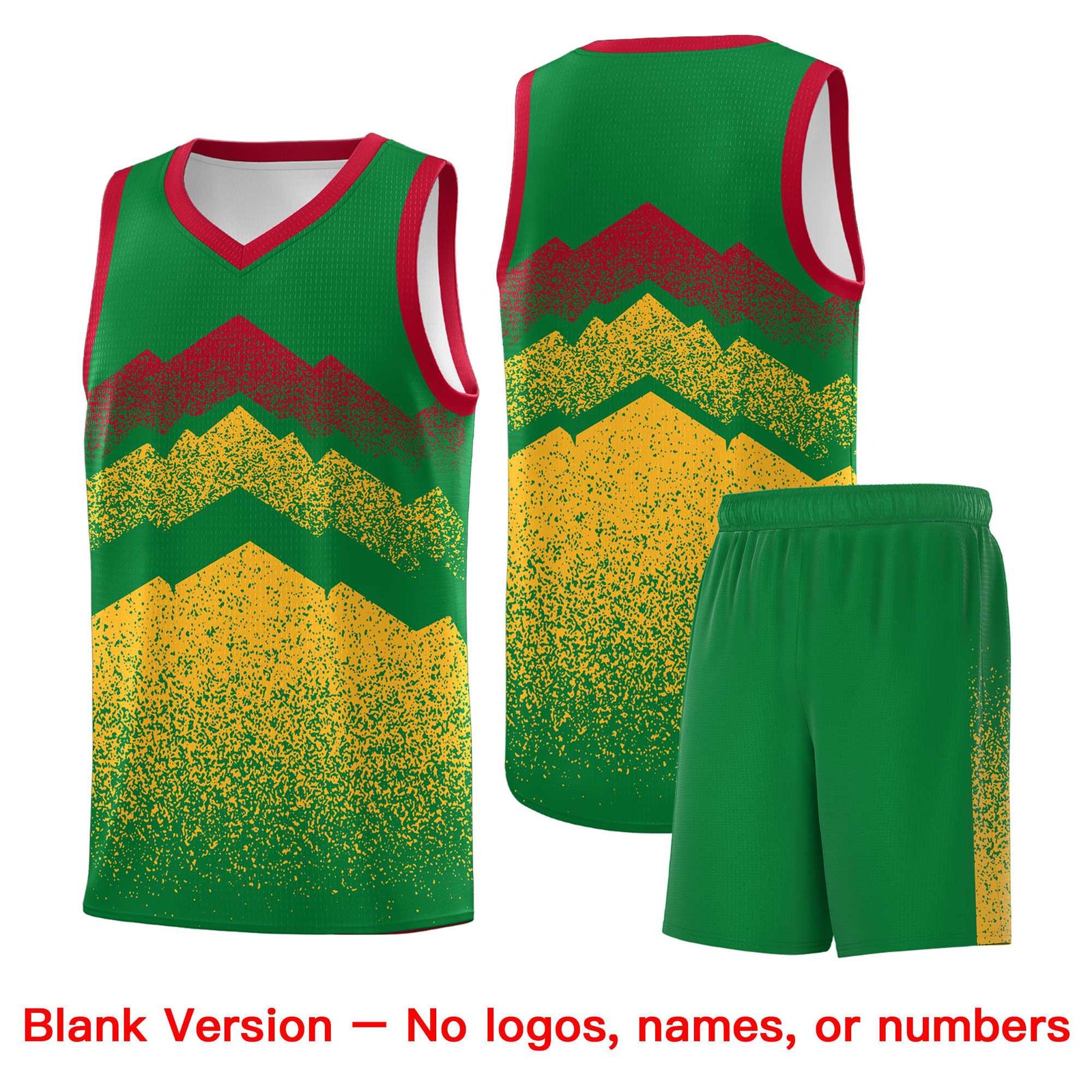 Custom Youth Basketball Jerseys Kelly Green Gold Gradient Mountain Design Uniforms