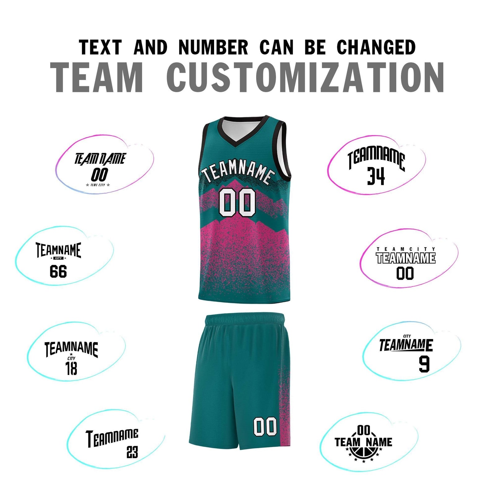 Custom Youth Basketball Jerseys Midnight Green Pink Gradient Mountain Design Uniforms