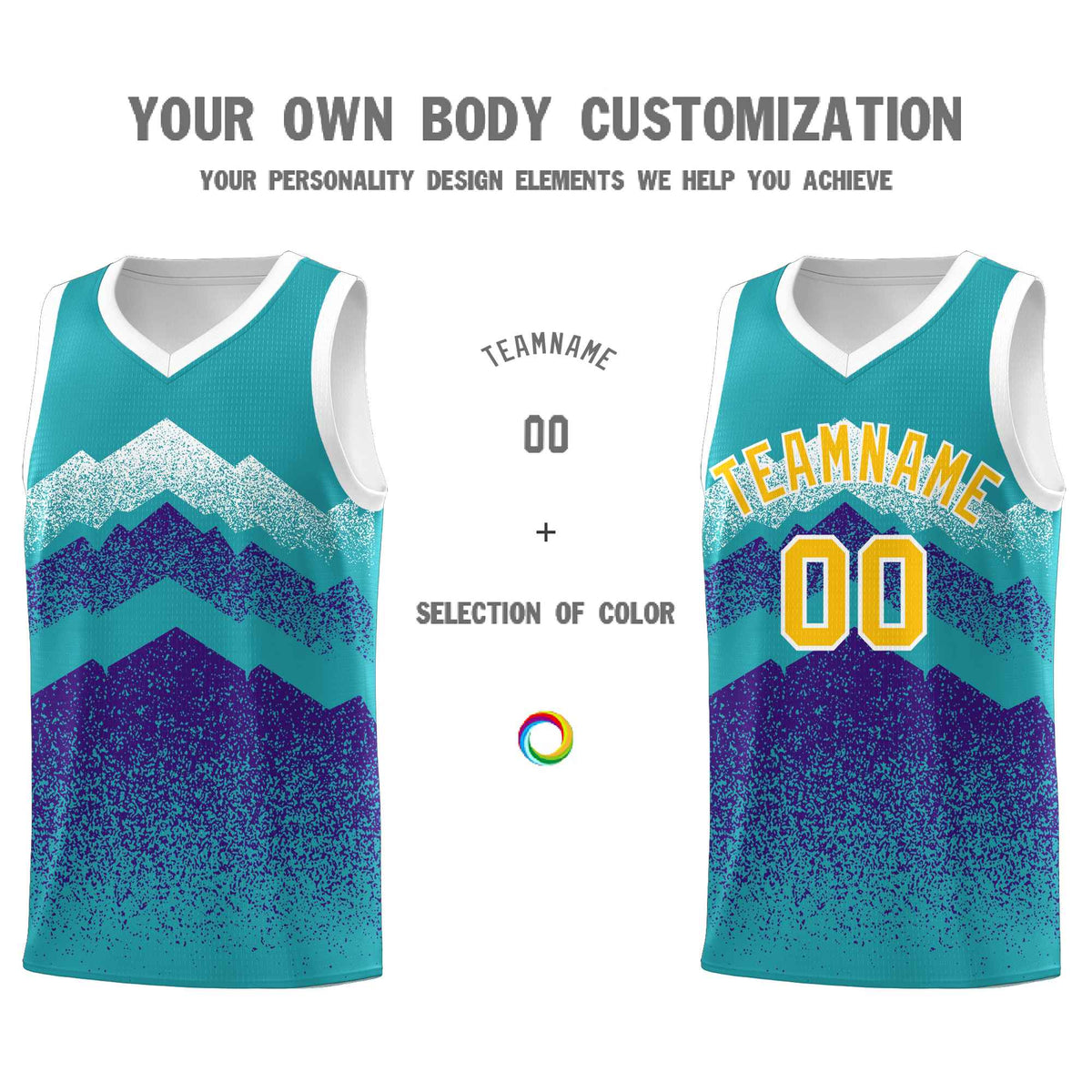Personalized Youth Basketball Jerseys   Aqua Purple Gradient Mountain Design Uniforms