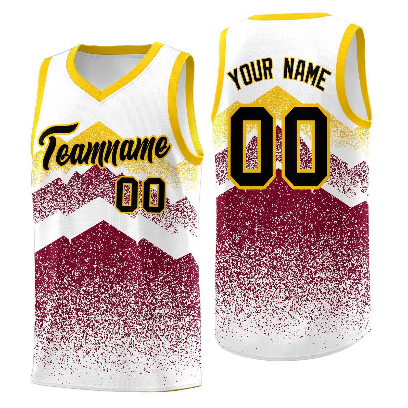 Personalized Youth Basketball Jerseys   White Crimson Gradient Mountain Design Uniforms