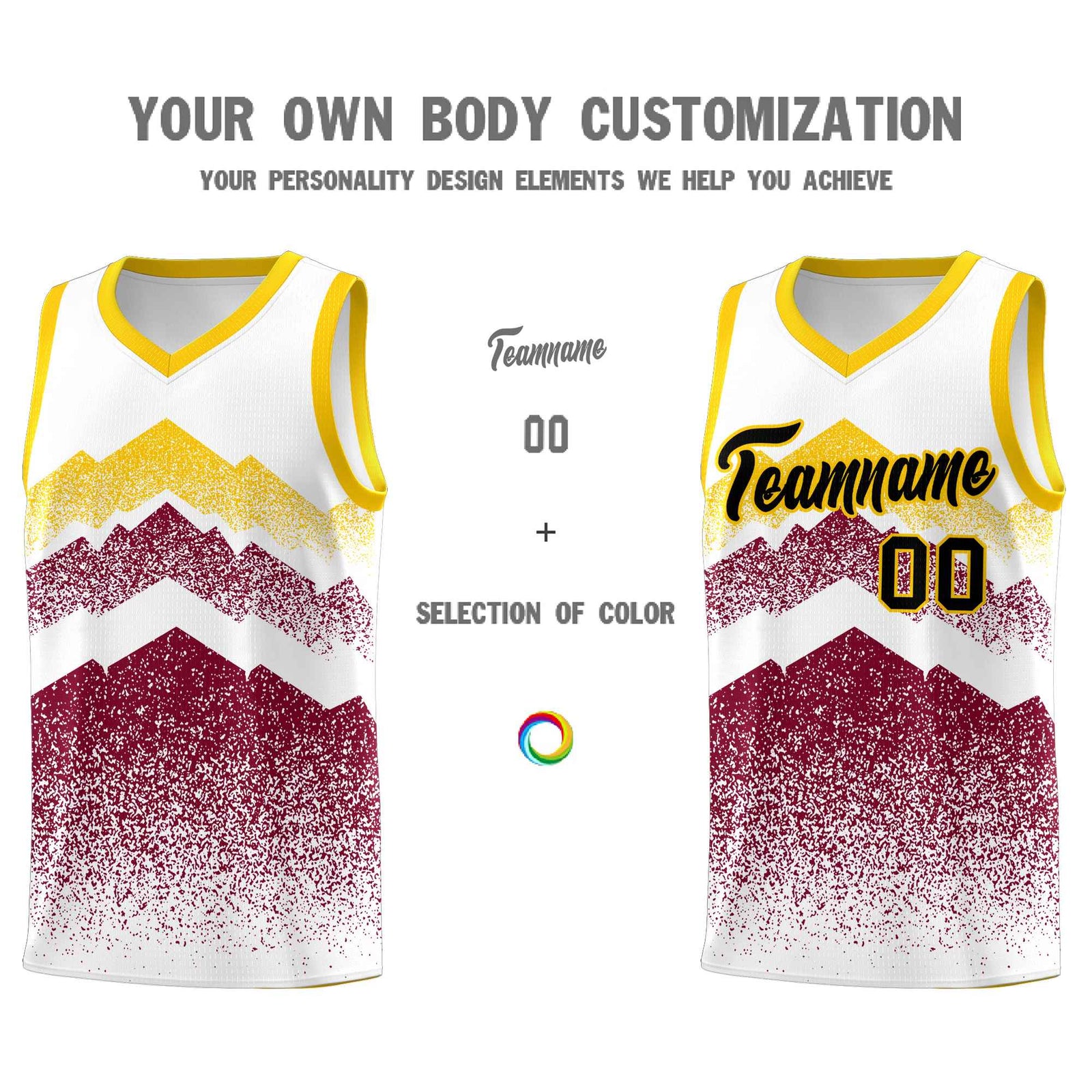 Personalized Youth Basketball Jerseys   White Crimson Gradient Mountain Design Uniforms