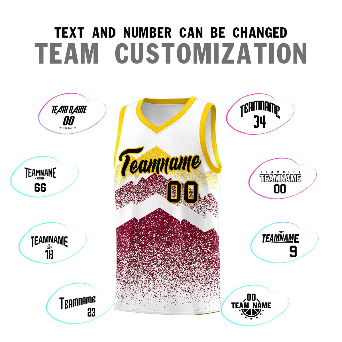 Personalized Youth Basketball Jerseys   White Crimson Gradient Mountain Design Uniforms