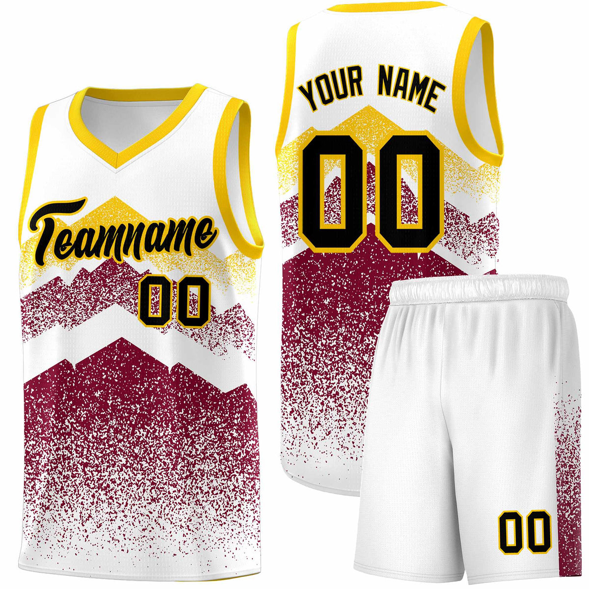 Personalized Youth Basketball Jerseys   White Crimson Gradient Mountain Design Uniforms