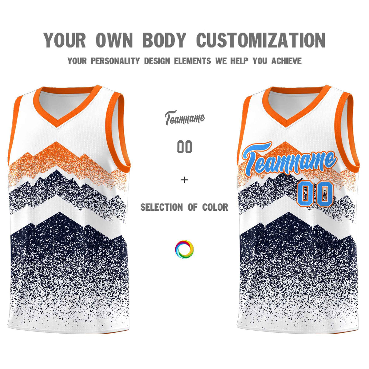 Personalized Youth Basketball Jerseys   White Navy Gradient Mountain Design Uniforms